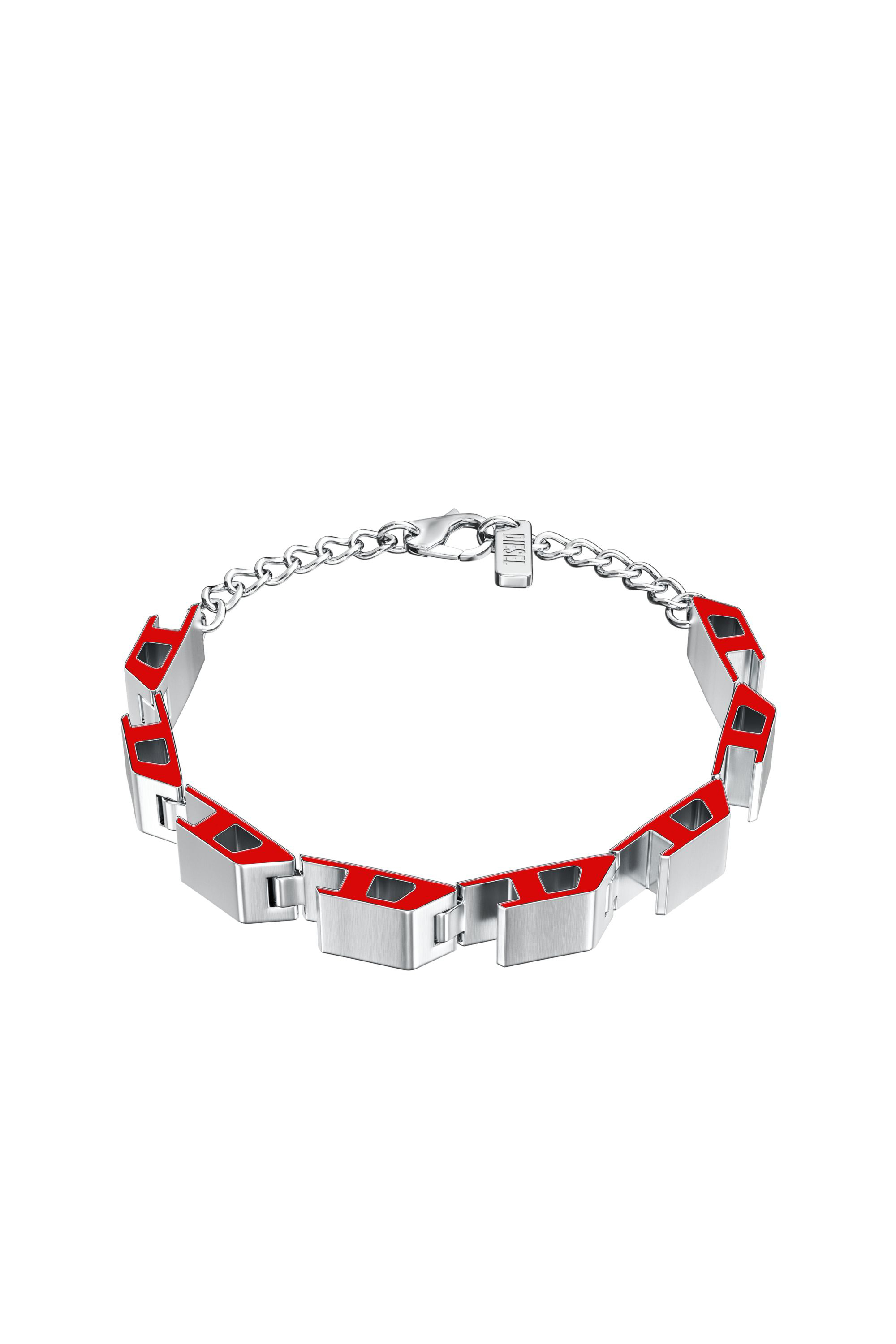 Diesel - DX1690040 JEWELLERY, Unisex's Stainless steel bracelet in Silver/Red - 1