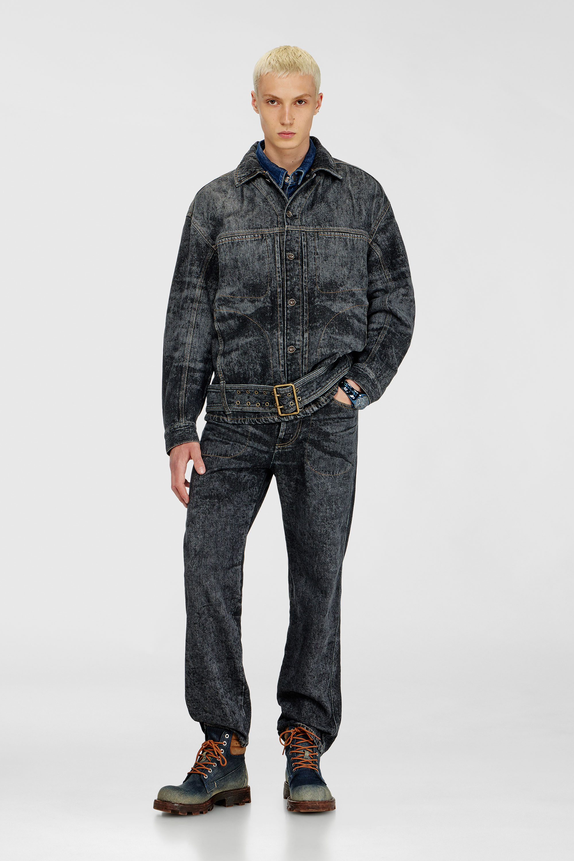 Biker-inspired denim jacket