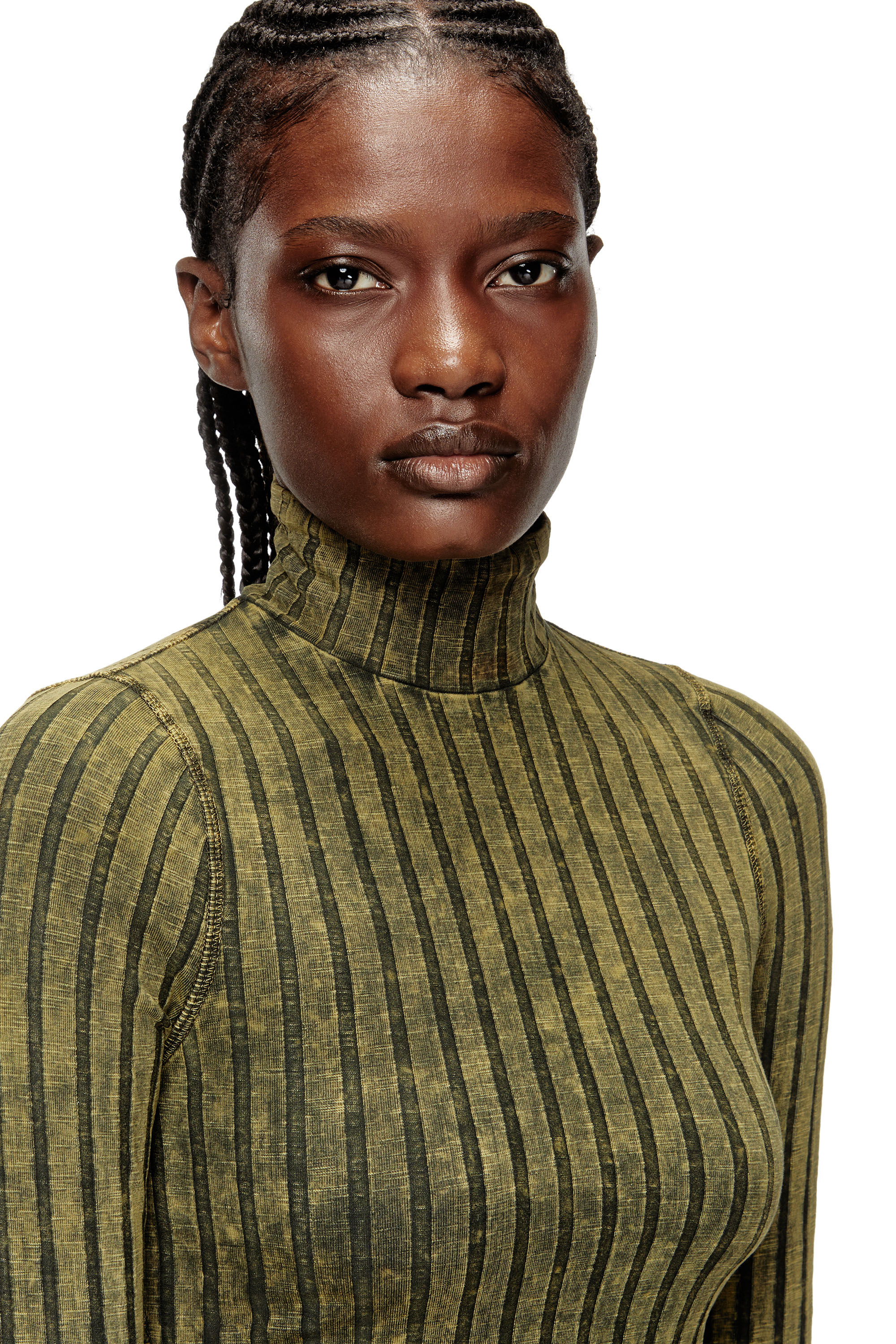 Diesel - T-CLAWA, Woman's Jumper in treated wide-rib jersey in Green - 5