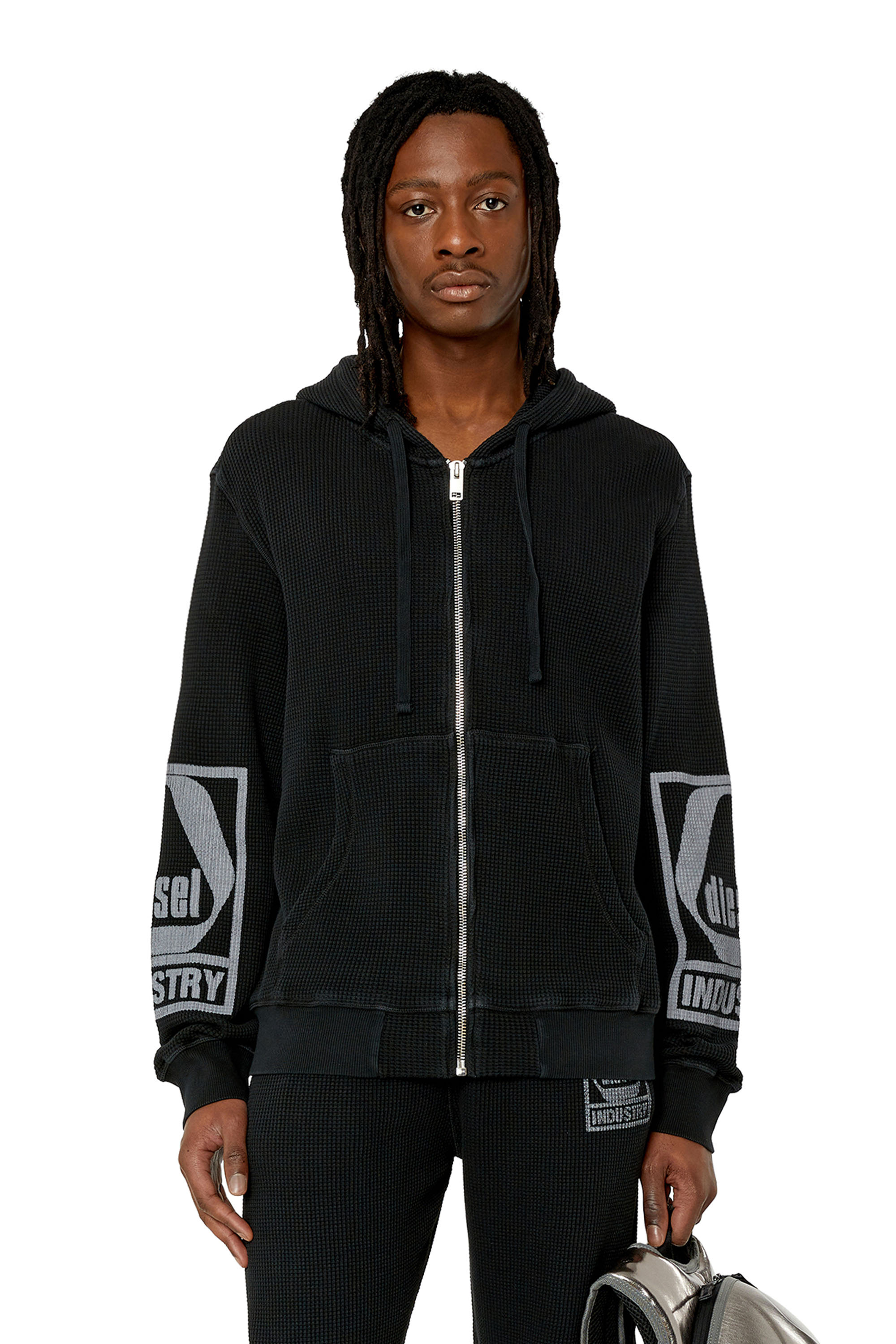 Diesel - S-GINAFFLE-HOOD-ZIP, Black - Image 1