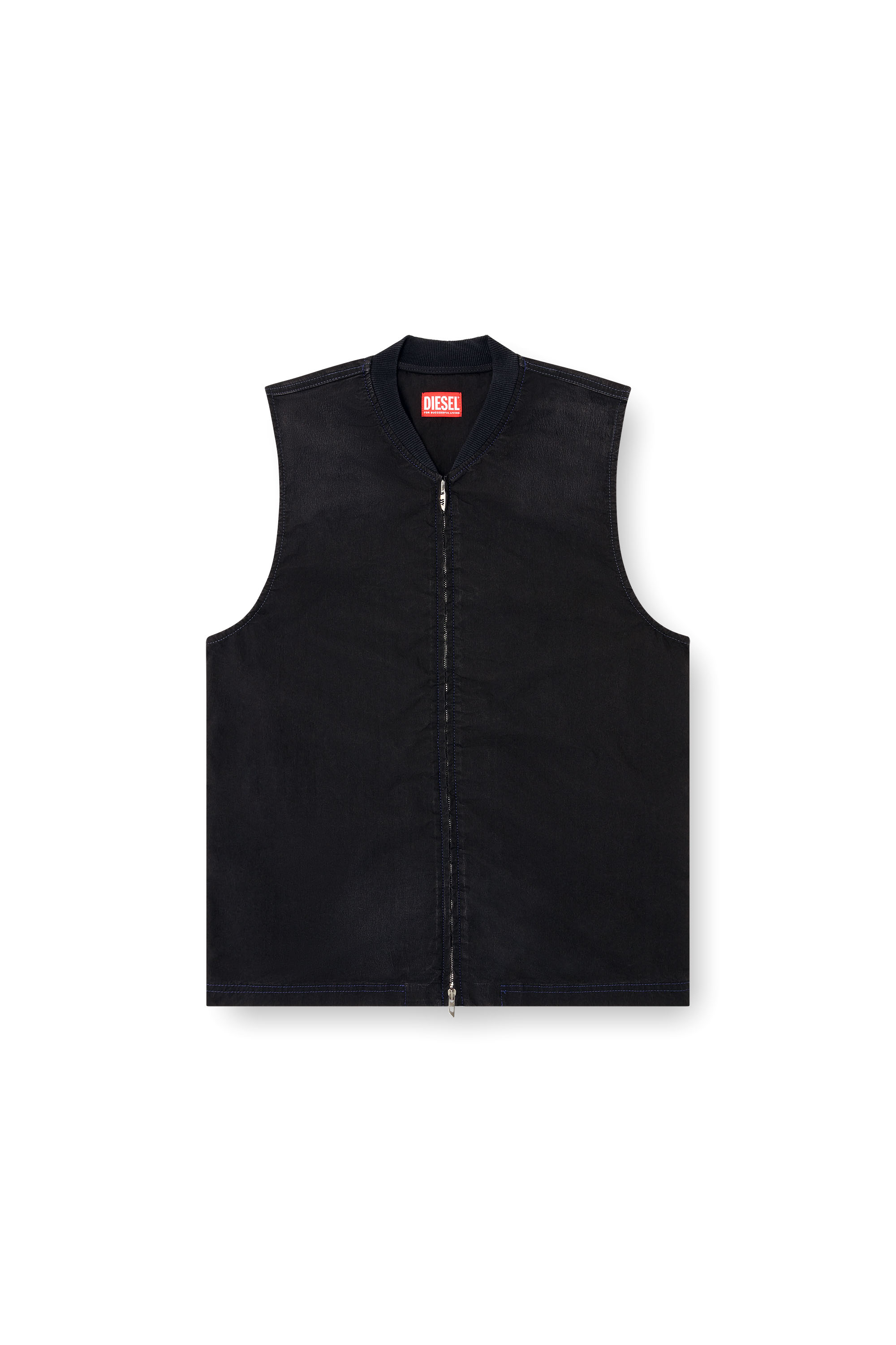 Diesel - D-SUND-D-N JOGG, Unisex's Sleeveless technical JoggJeans vest in Black/Dark grey - 2
