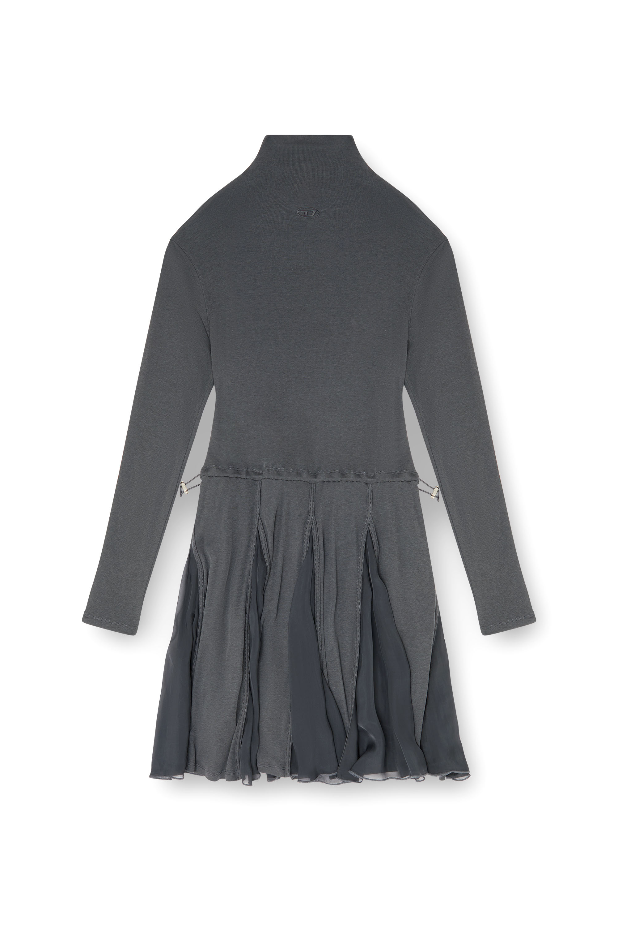 Diesel - D-REI, Woman's Turtleneck mini dress in jersey and chiffon in null - 2