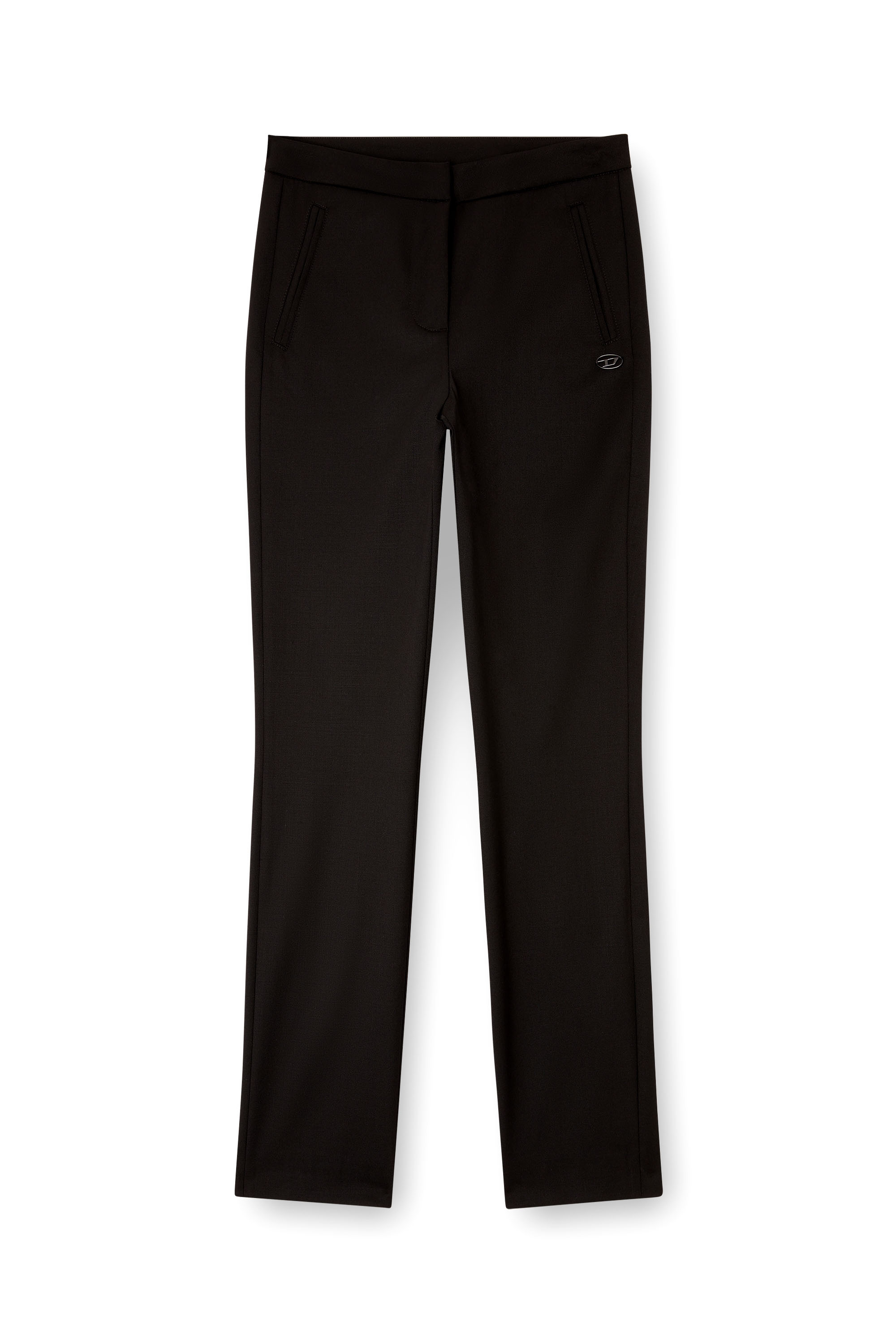 Diesel - P-LACER-R2, Woman's Wool blend pants with welt pockets in Black - 3