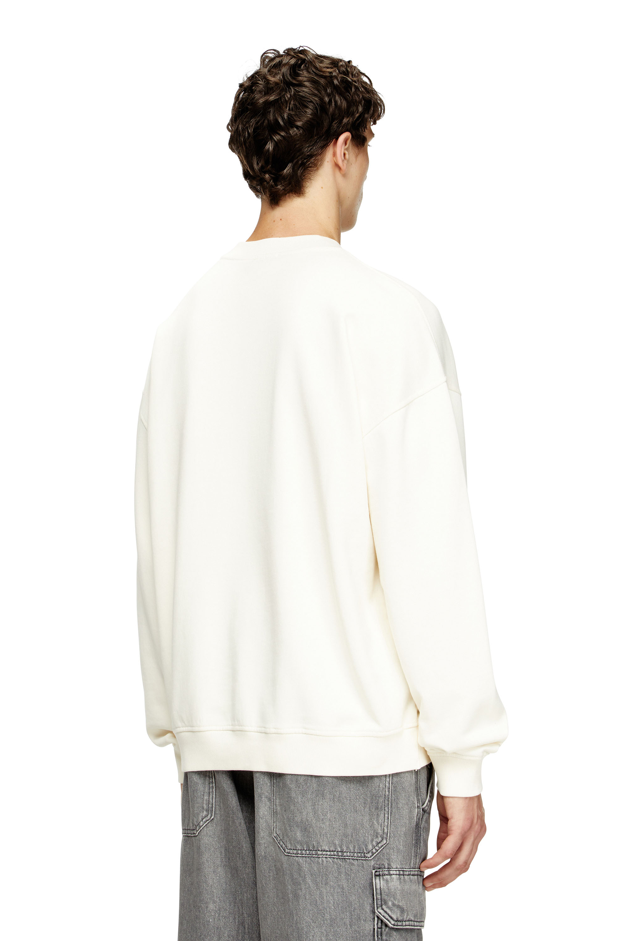 Diesel - S-BOXT-N5, Man's Sweatshirt with distressed flocked logo in White/Black - 4