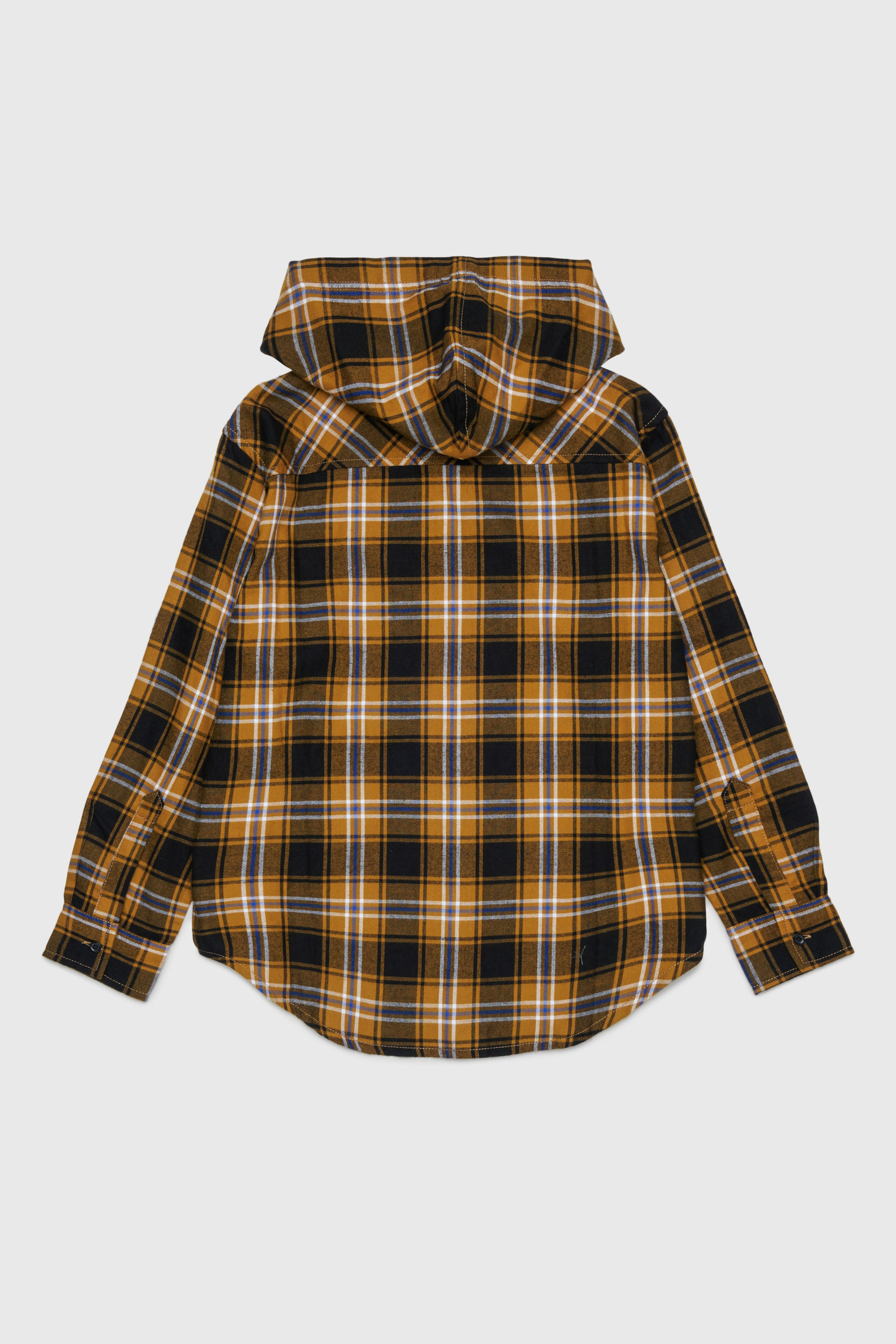 Diesel - CHECK OVER, Man's Hooded check shirt with Oval D embroidery in Brown - 2