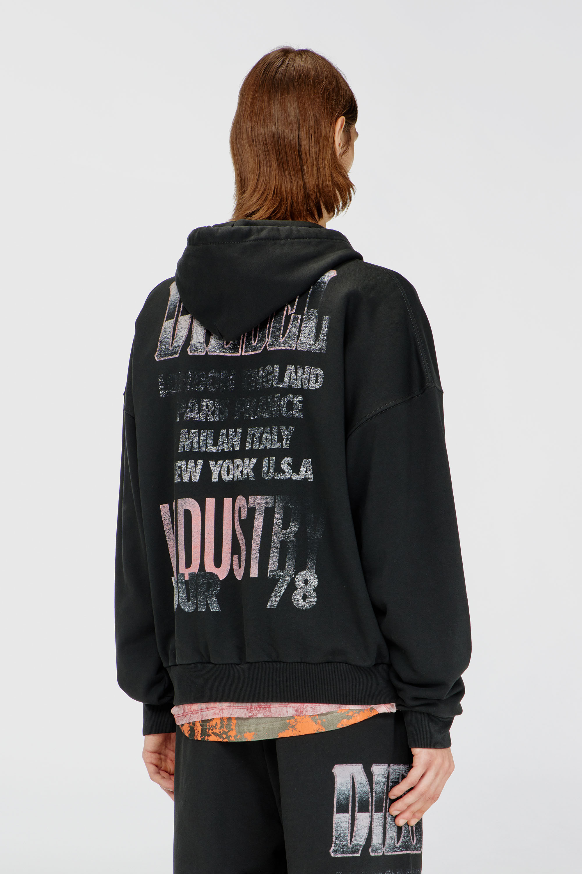 Diesel - S-WILL-ZIP, Man's Zip-up hoodie with concert graphics in Black - 4