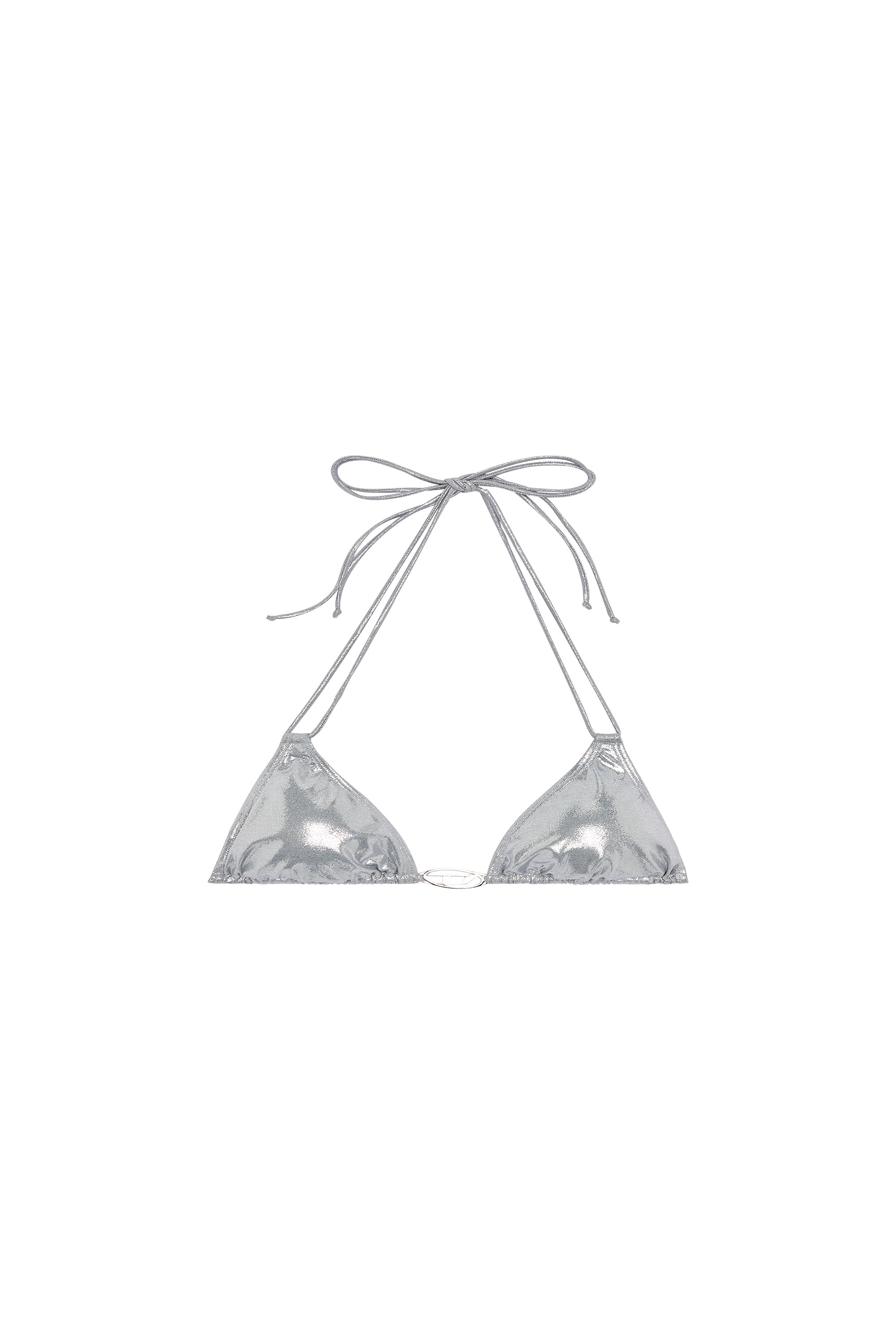 Diesel - BFB-SEES-O, Woman's Bikini top with Oval D plaque in Silver - 4