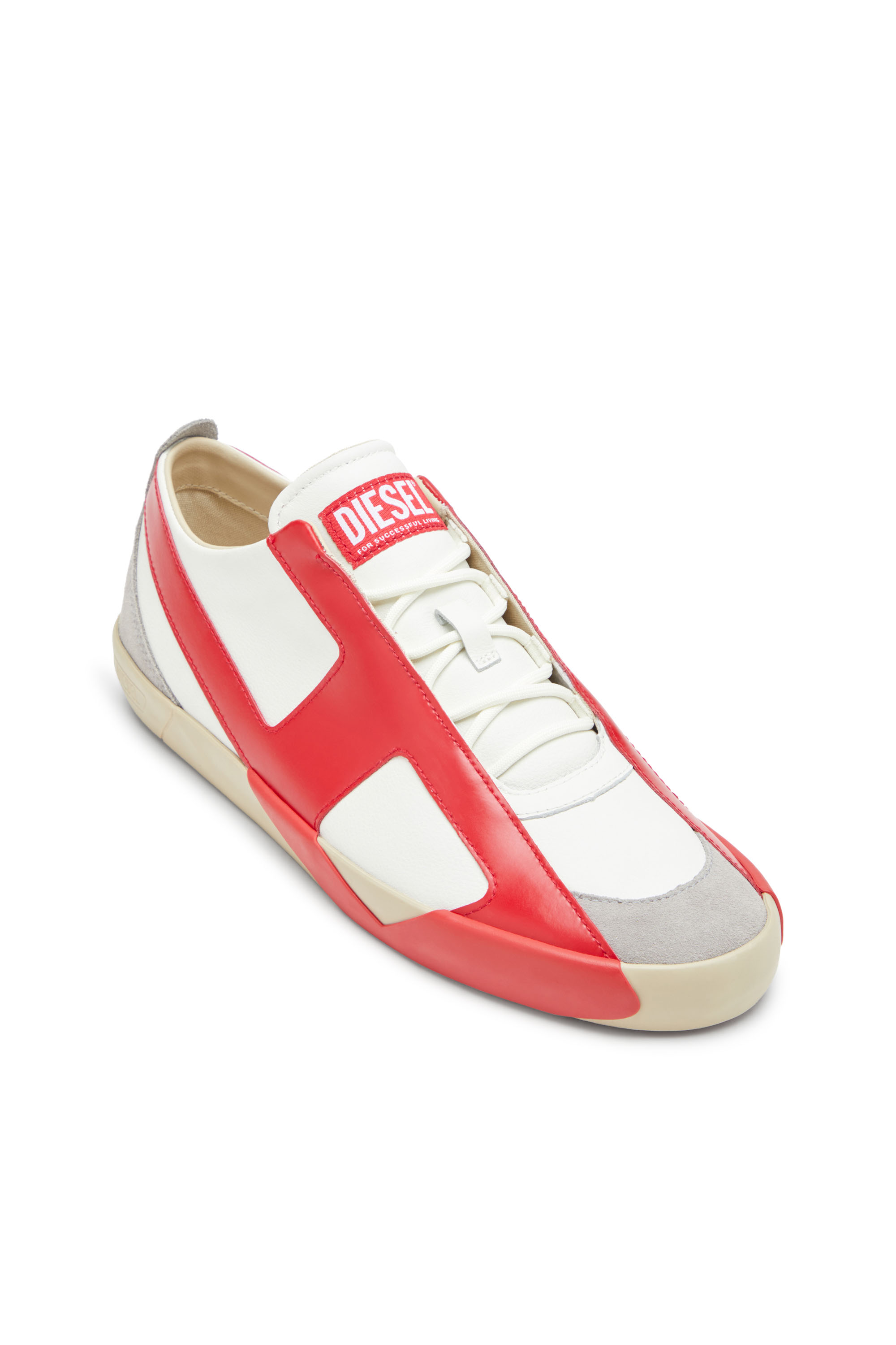 S-SLANTE-D LOW, White/Red Diesel - S-SLANTE-D LOW, Man's S-Slante-D-Sneakers in suede and leather with D logo in White/Red - 6