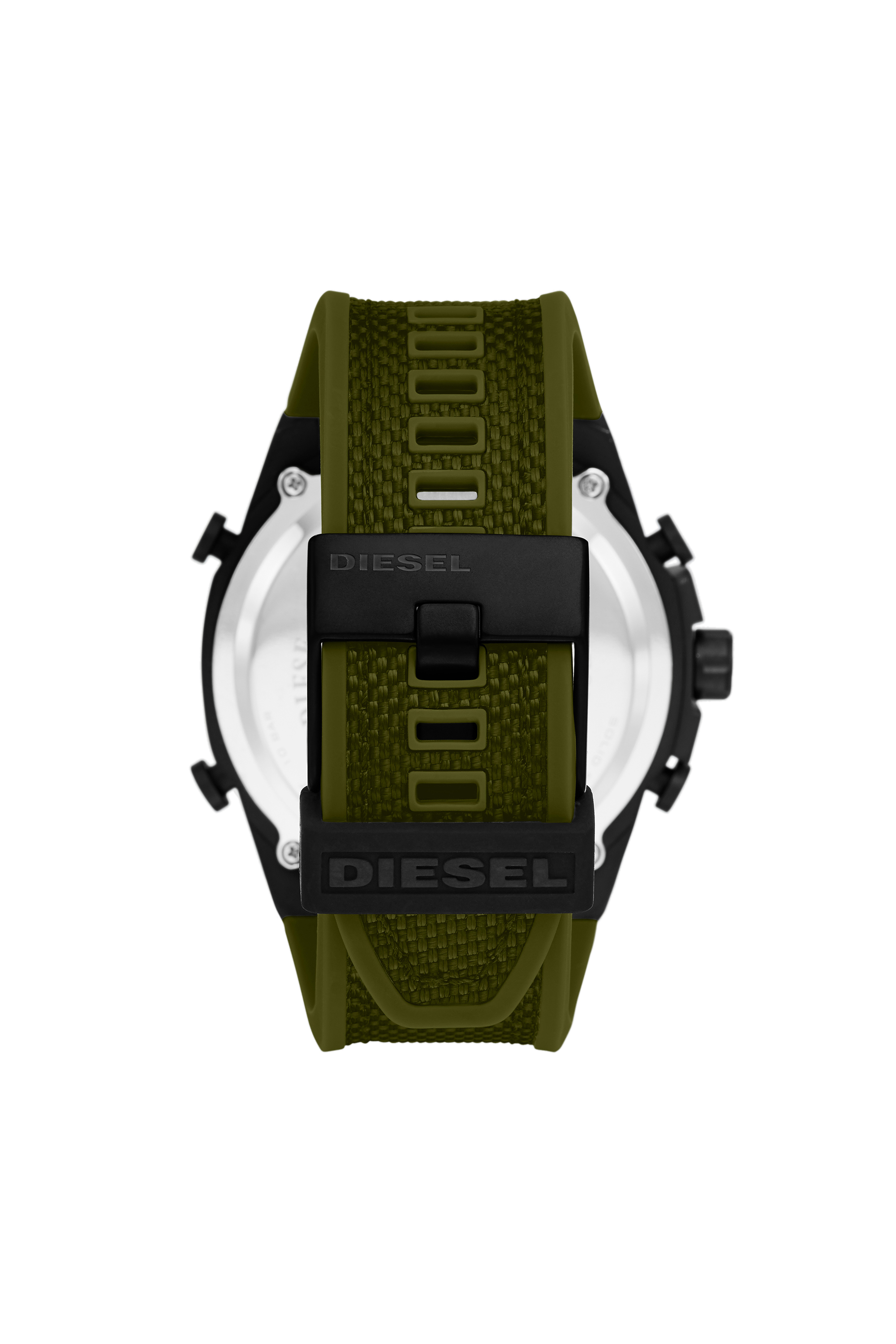 Diesel - DZ4549, Man's Mega Chief analog-digital green nylon and silicone watch in Military Green - 2