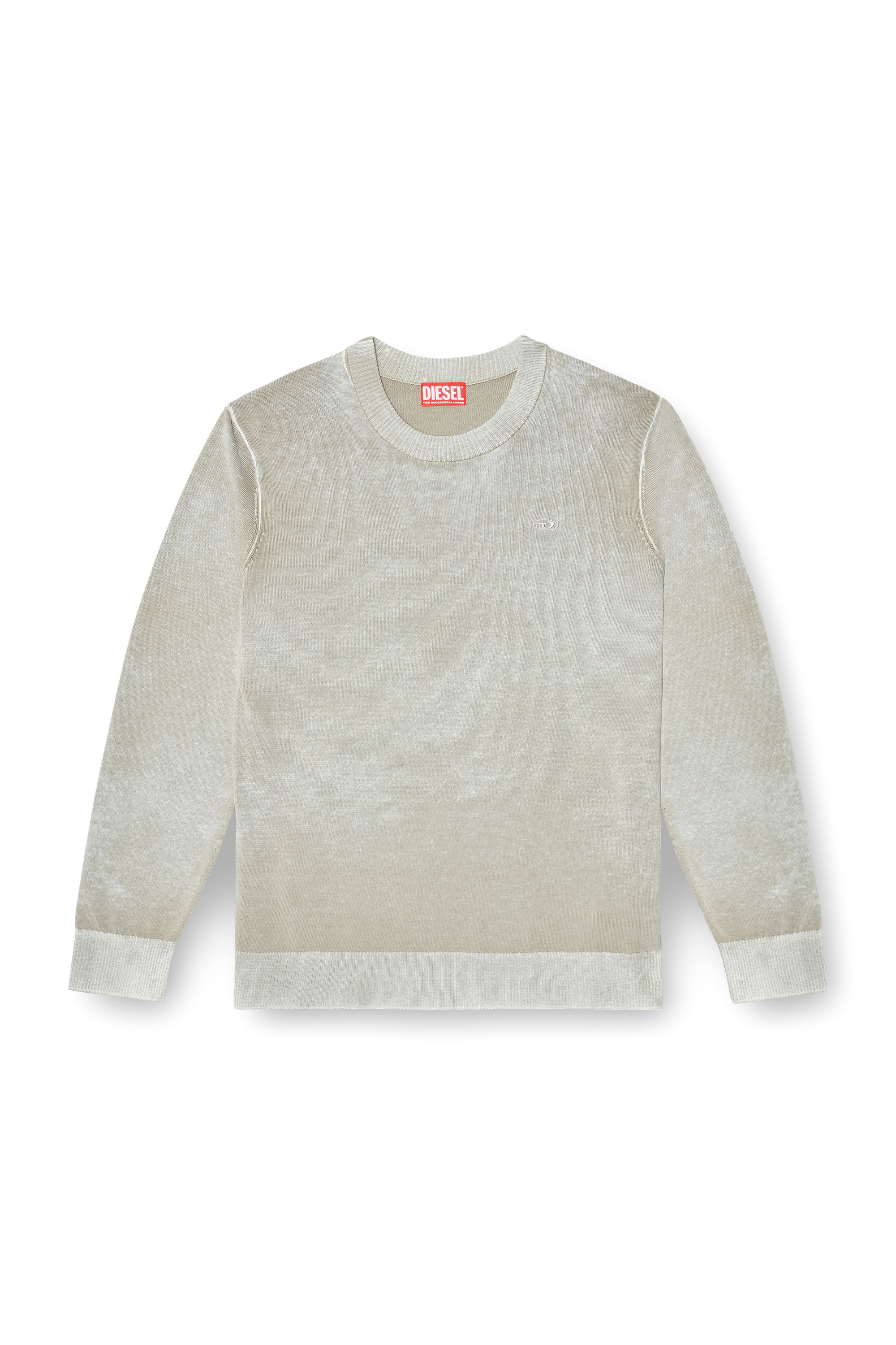 Diesel - K-LAURENT, Man's Jumper with faded reverse print in Light Grey - 3