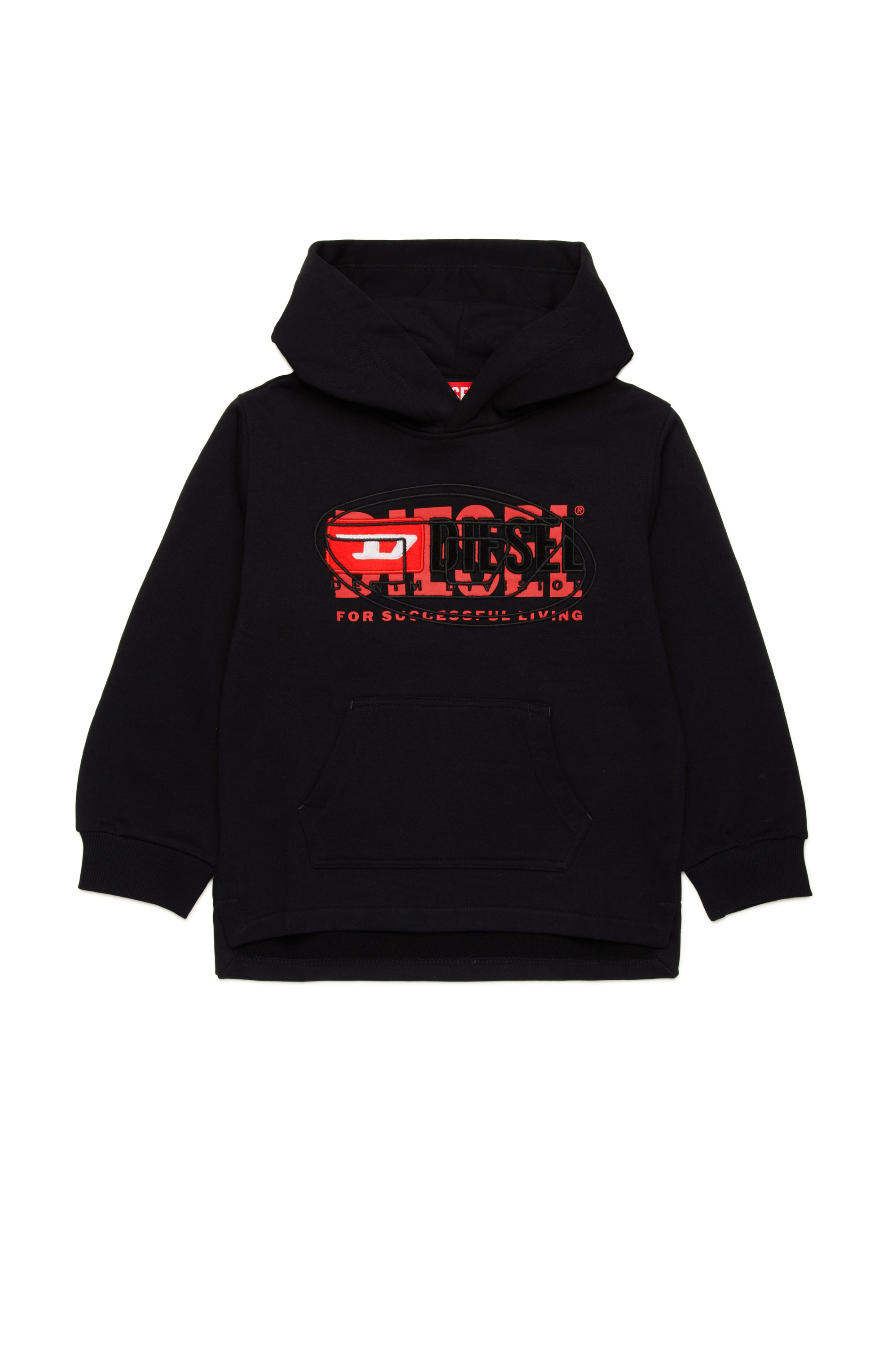 Diesel - SBAXTHOOD OVER, Man's Hoodie with superimposed logos in Black - 1