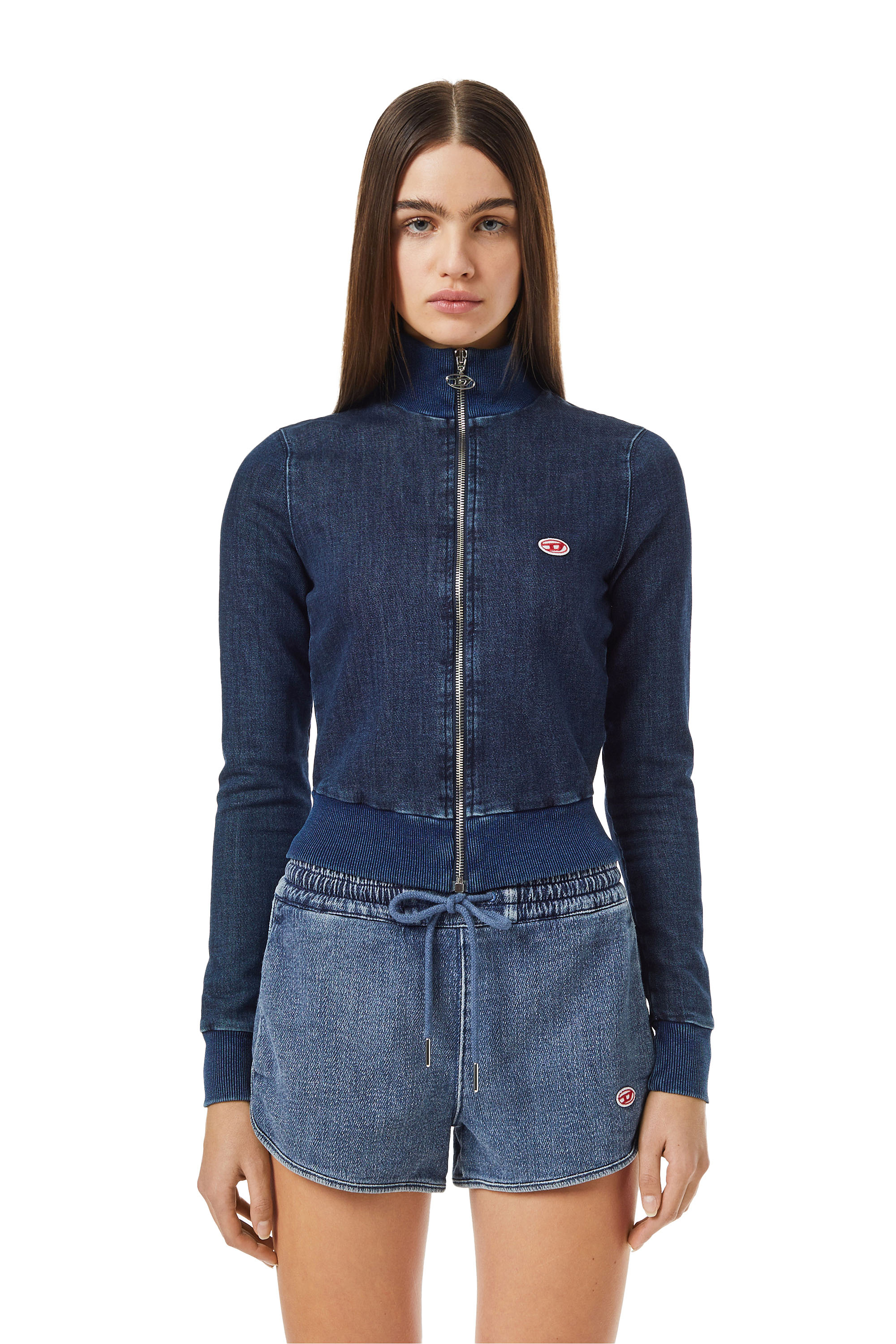 Diesel - D-EMY TRACK DENIM SWEATSHIRT, Dark Blue - Image 1