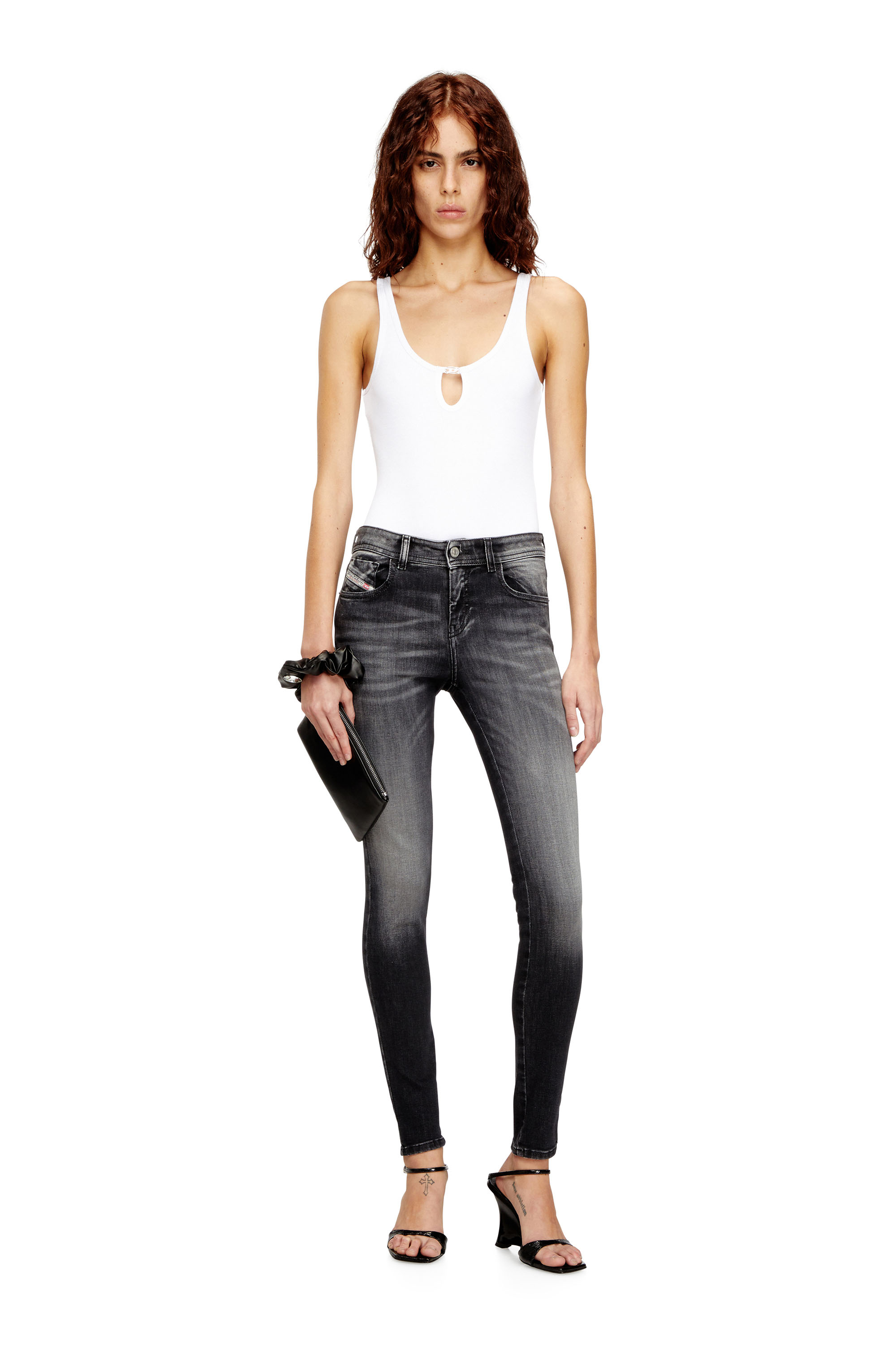 Diesel - Woman's Skinny Jeans 2017 Slandy 09K97, Black/Dark grey - 2