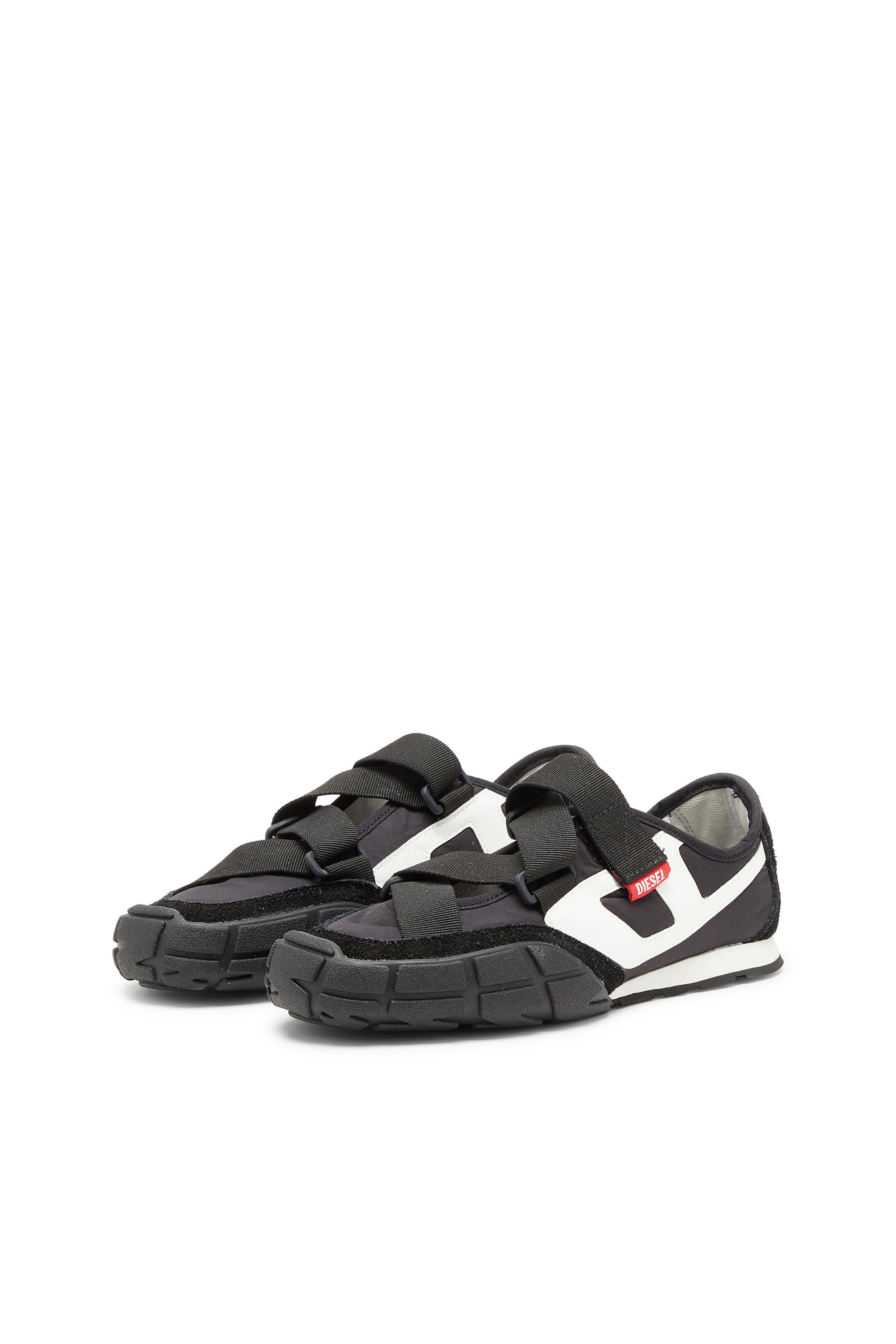Diesel - S-PAGODHA SLIP-ON W, Woman's S-Pagodha-Tongue-free strap sneakers in ripstop in Black/White - 7