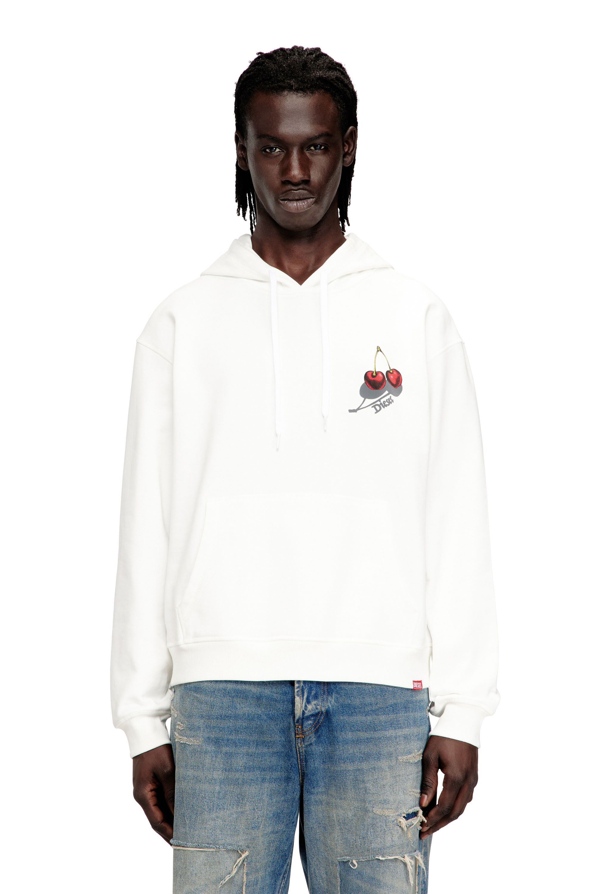 Diesel - SV-S-NORM-HOOD-CHER, Unisex's Hoodie in cotton with cherry graphic in White - 1