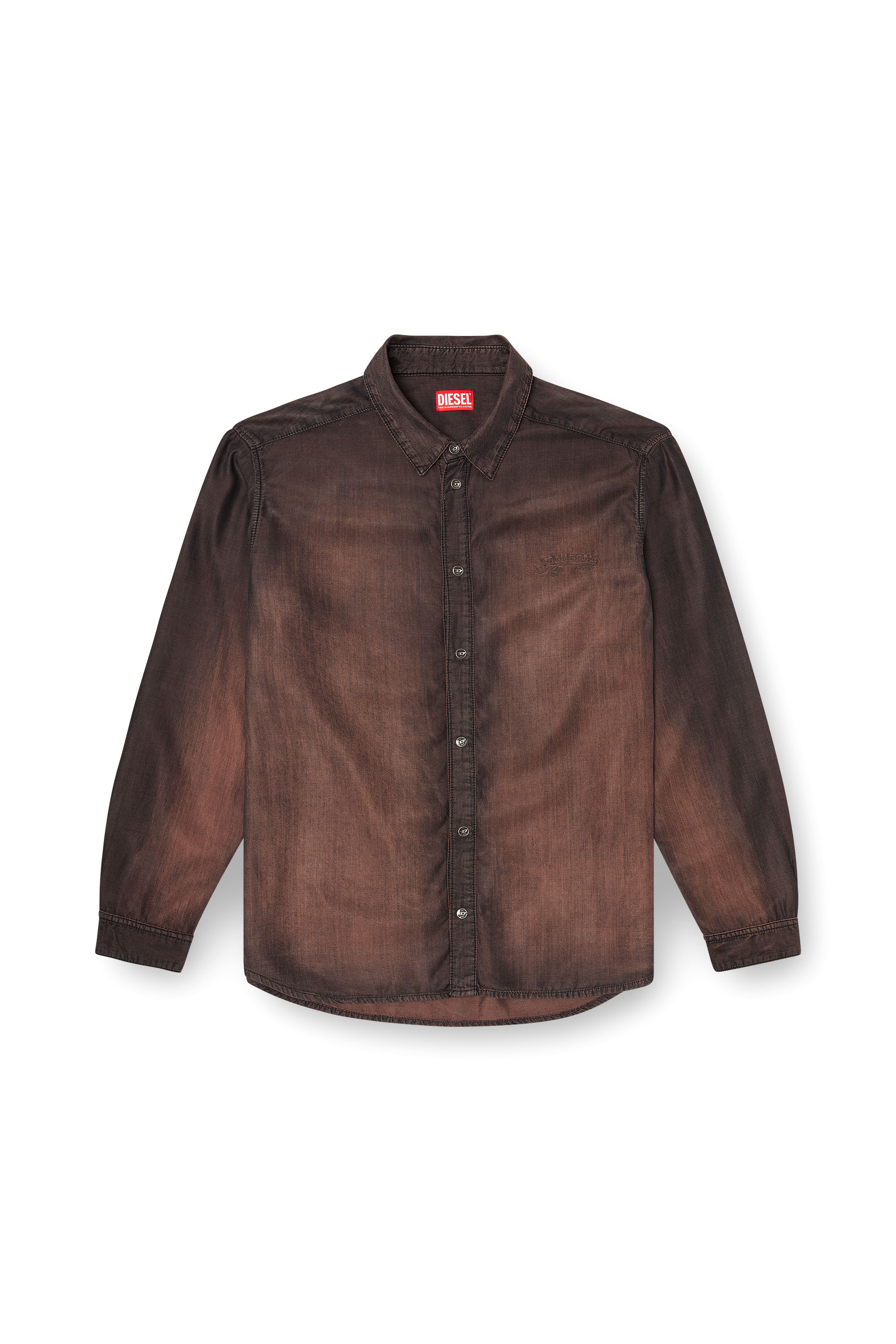 Diesel - D-SIMPLY-S16, Man's Shirt in fluid coated denim in Brown - 2