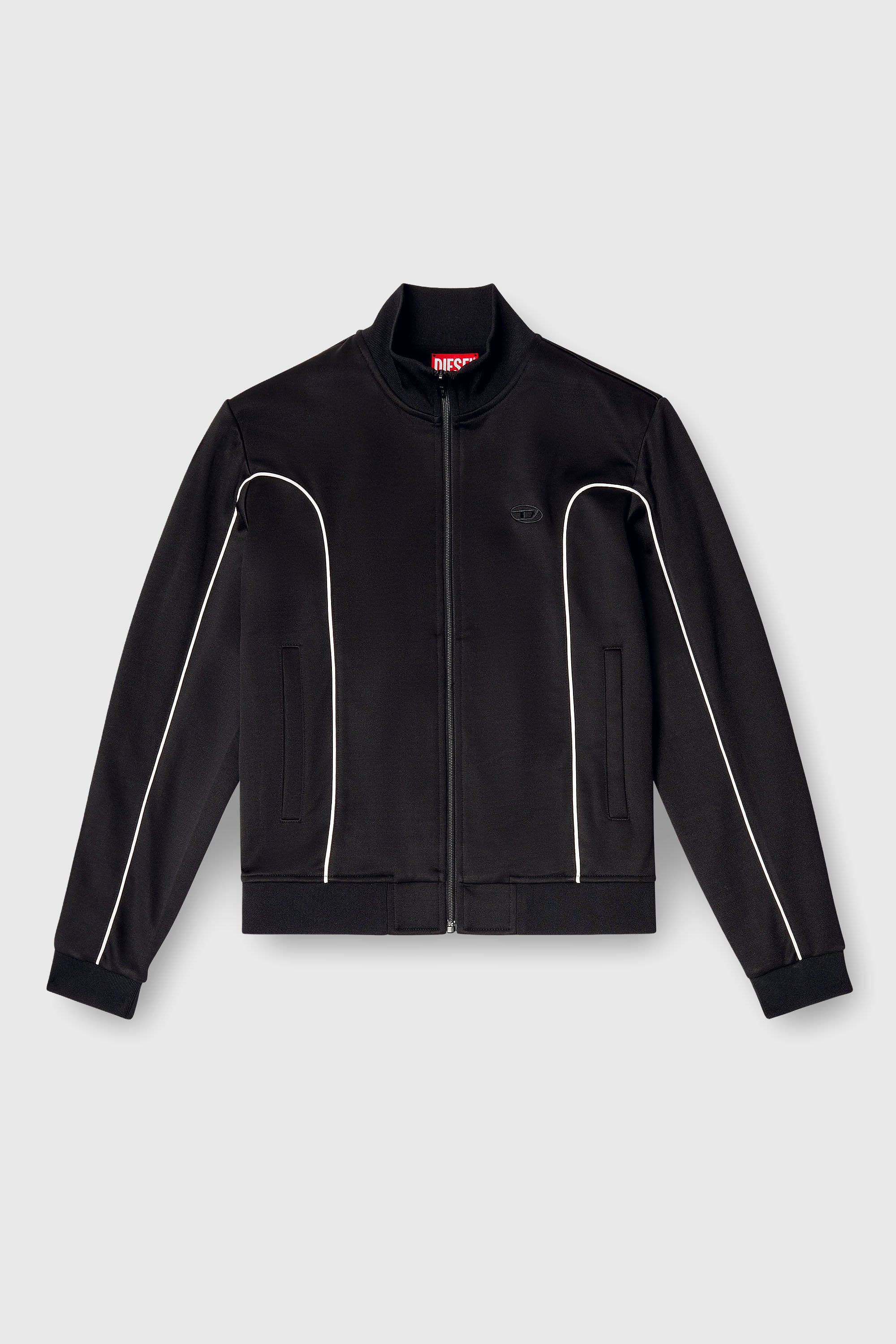 Diesel - F-LOCKING-OD, Woman's Sweat-jacket with contrast piping in Black/White - 2