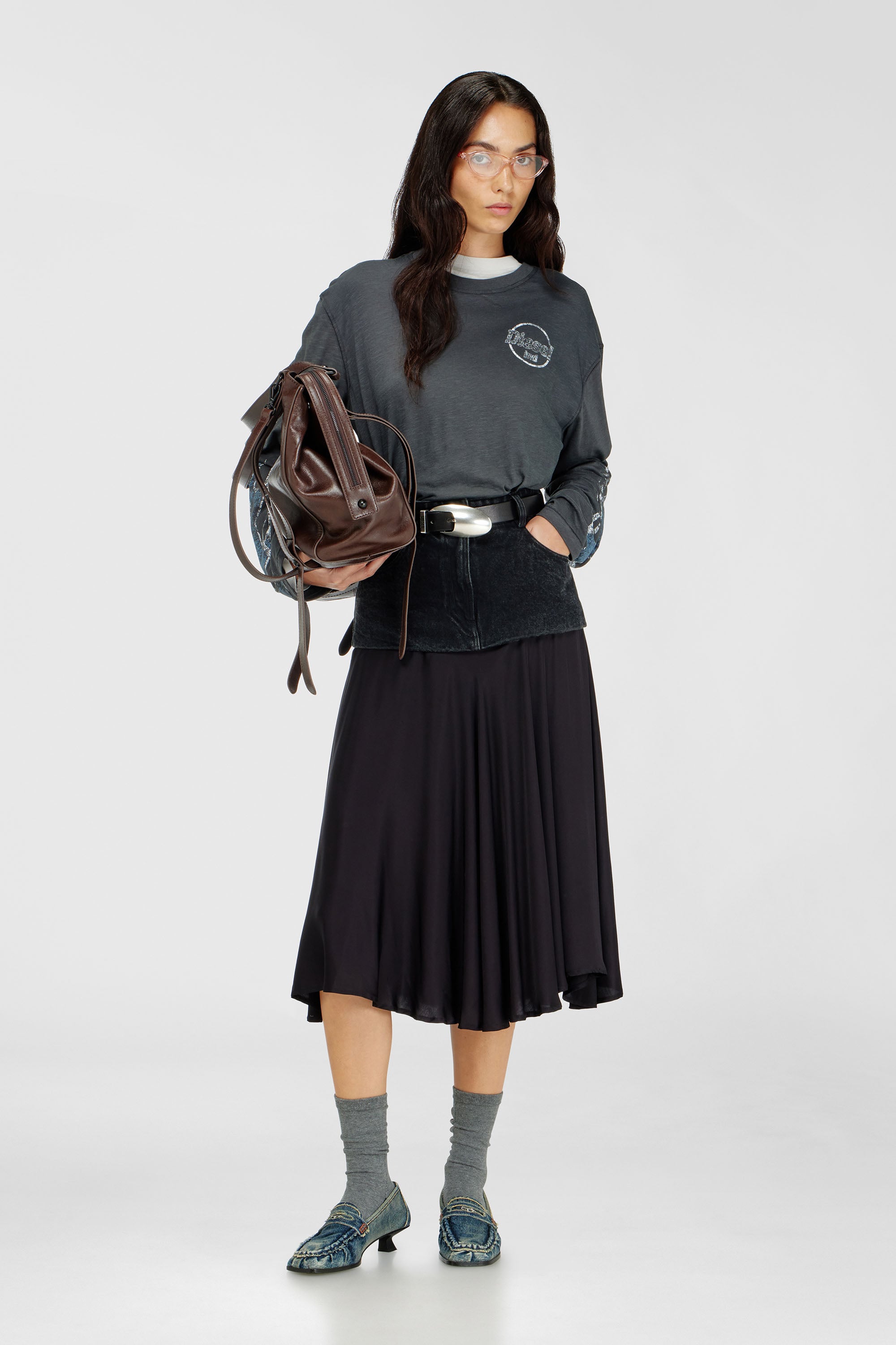 Long-sleeve T-shirt in slub jersey with crack print