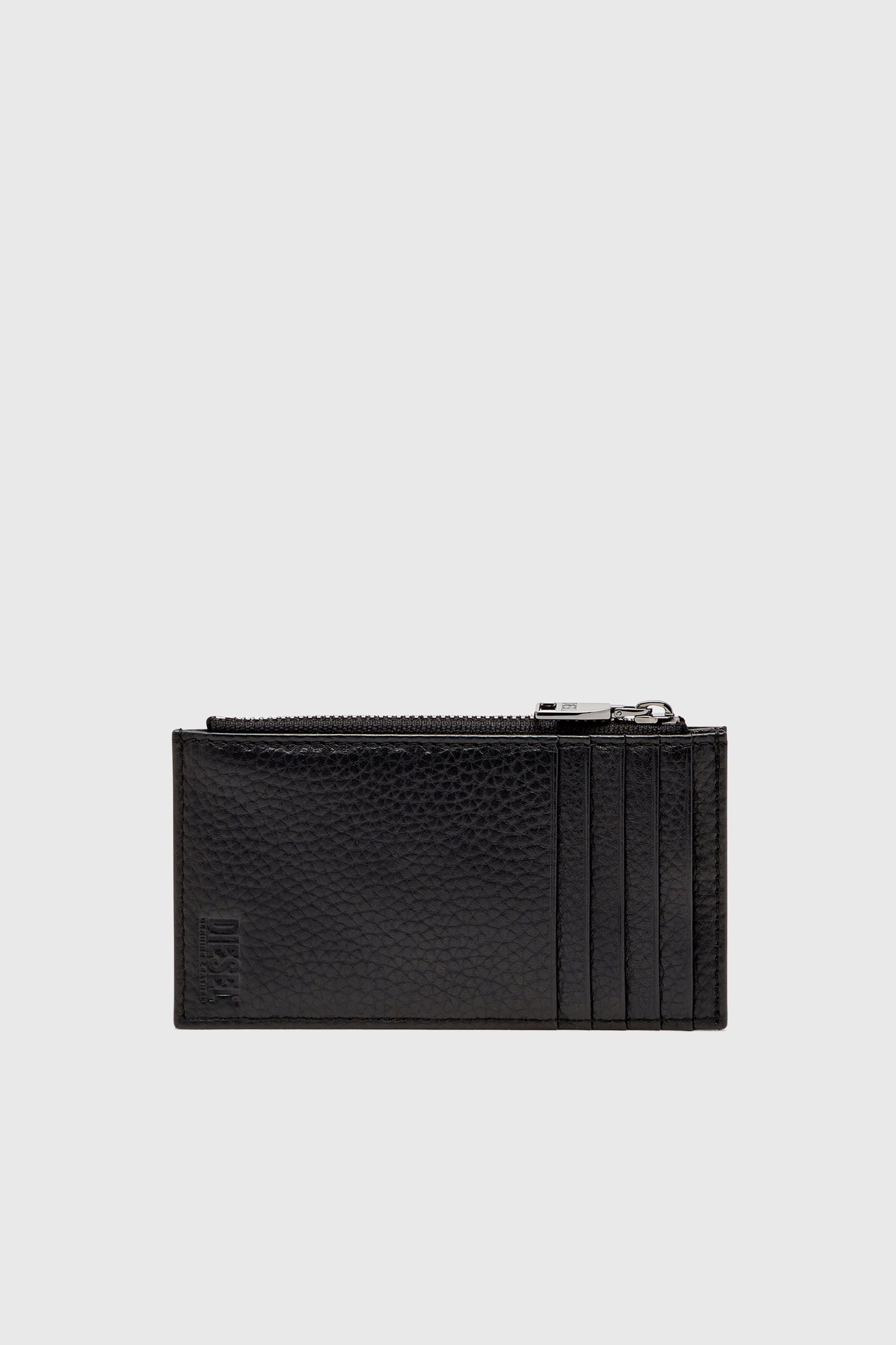 Diesel - HISSU EVO CARD HOLDER III, Man's Flat card holder in grainy leather in Black - 2