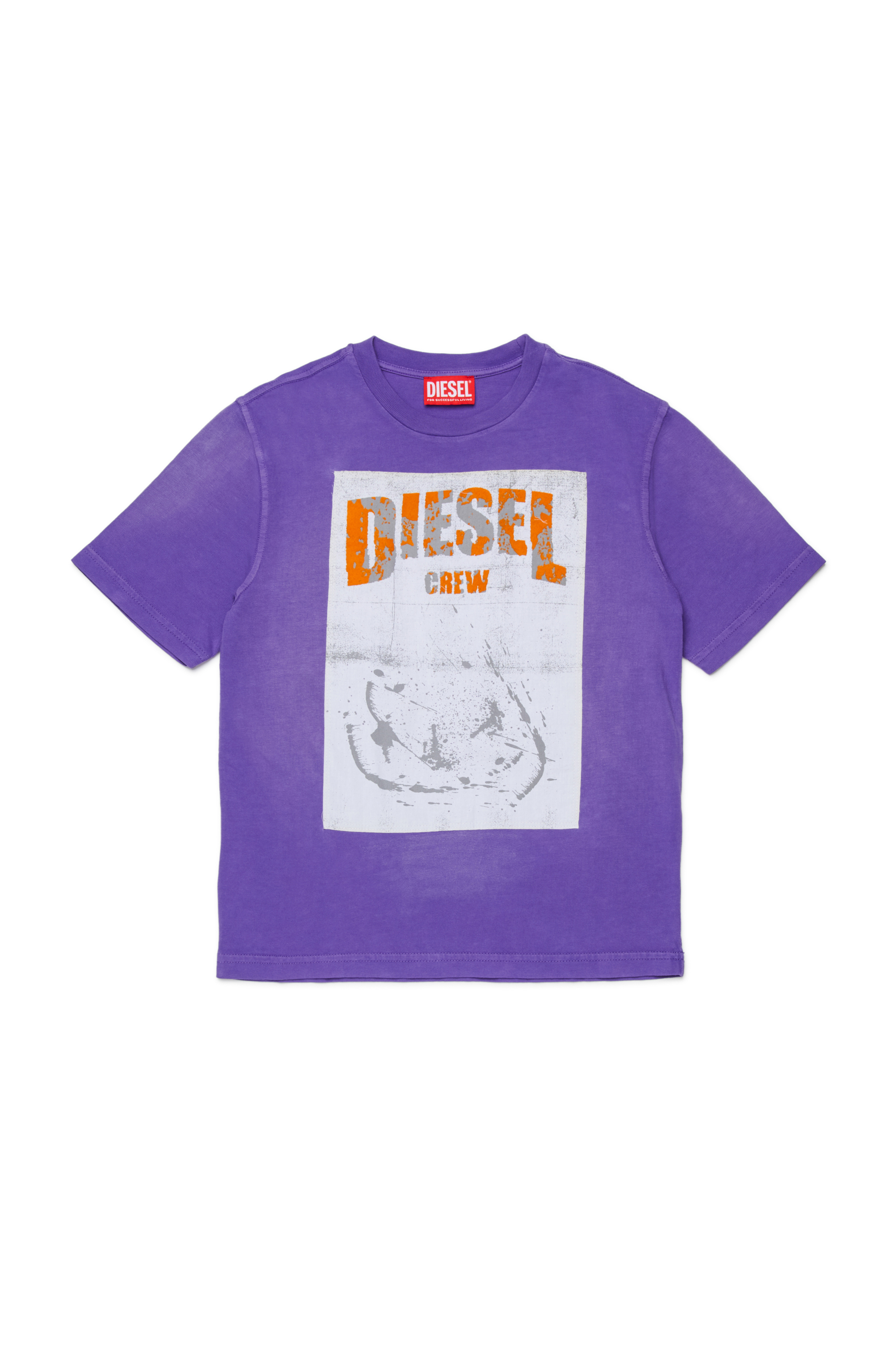 Diesel - TBERS OVER, Man's Cotton T-shirt with flocked Diesel graphic print in Violet - 1