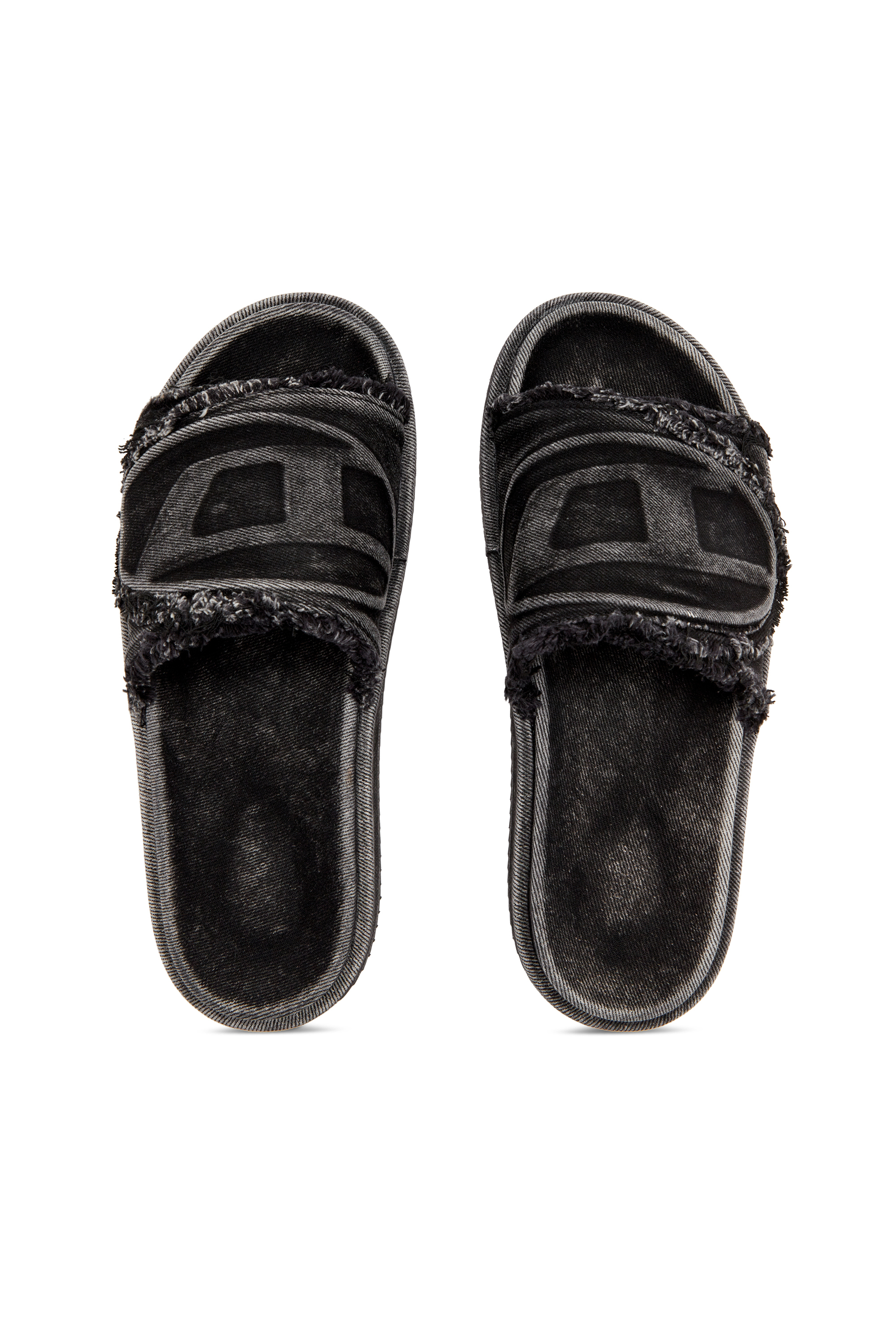 Diesel - SA-SLIDE D OVAL, Unisex's Sa-Slide D-Distressed denim slides in Black - 5