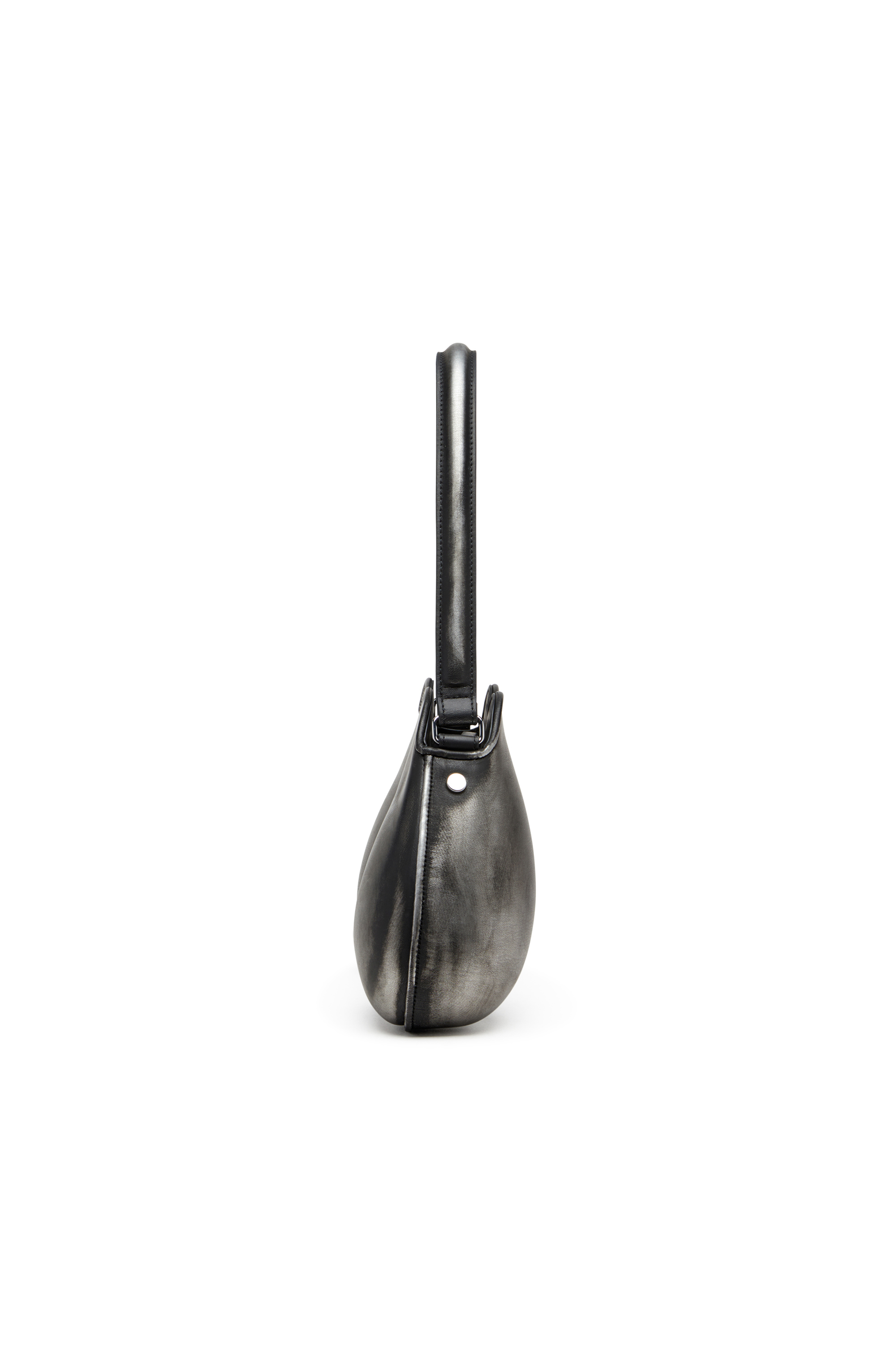 Diesel - DOUBLE-D SHOULDER, Woman's Double-D-Rigid shoulder bag in brushed PU in Black/Silver - 2
