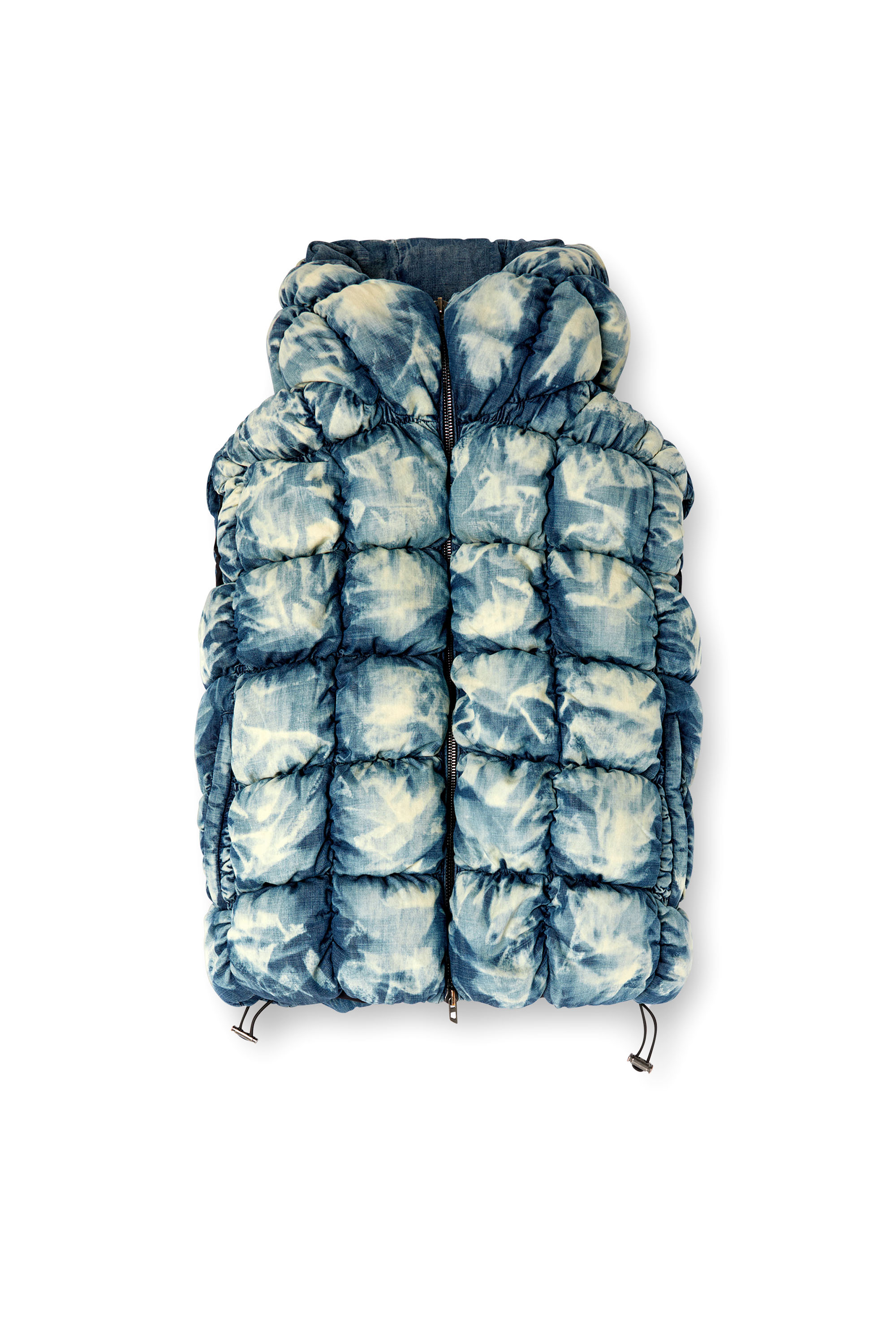 Diesel - W-THYS, Unisex's Tie-dyed denim puffer vest in Blue - 4