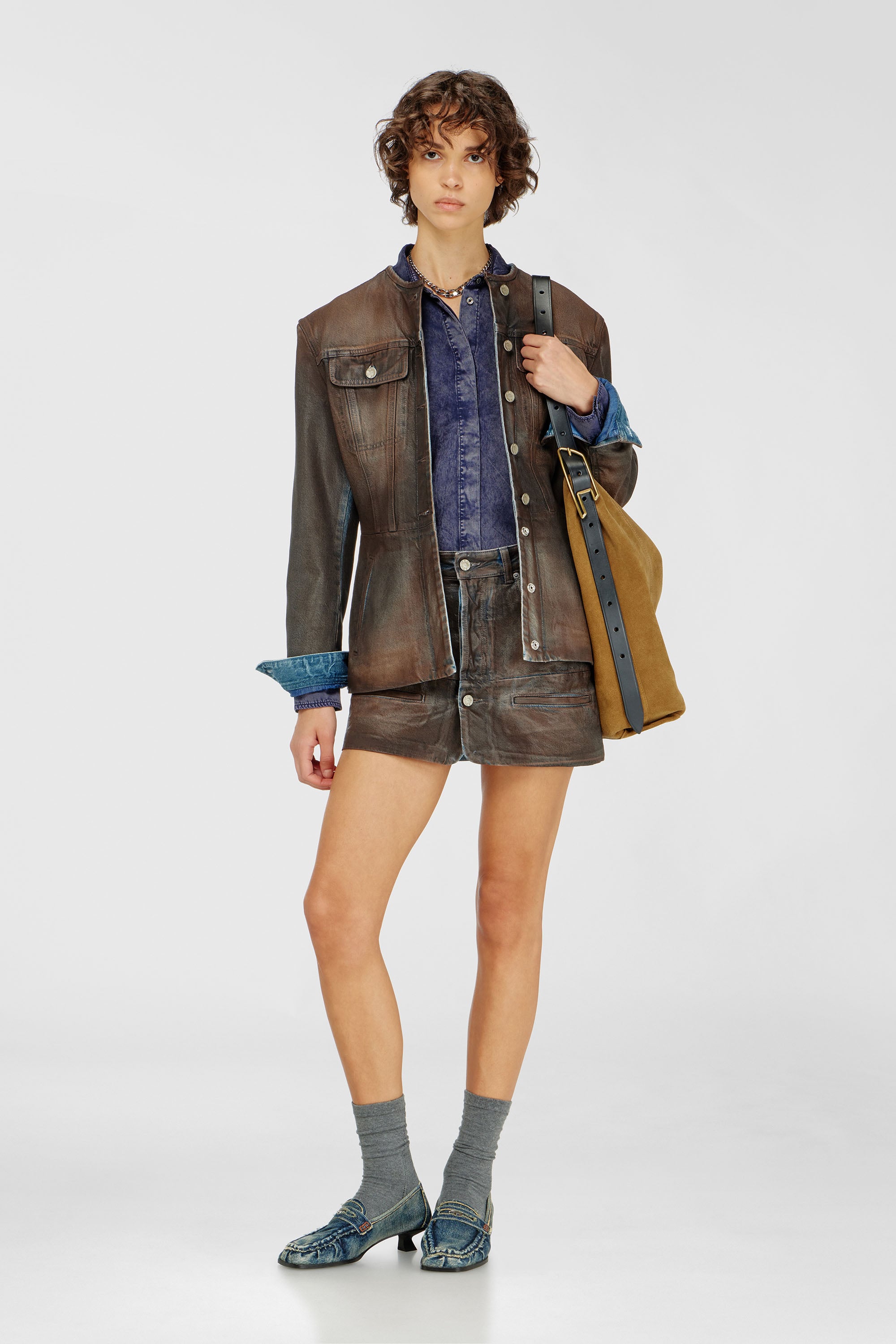 Diesel - C-RONORY-B2, Woman's Fluid shirt in denim-effect viscose in Dark Blue - 2
