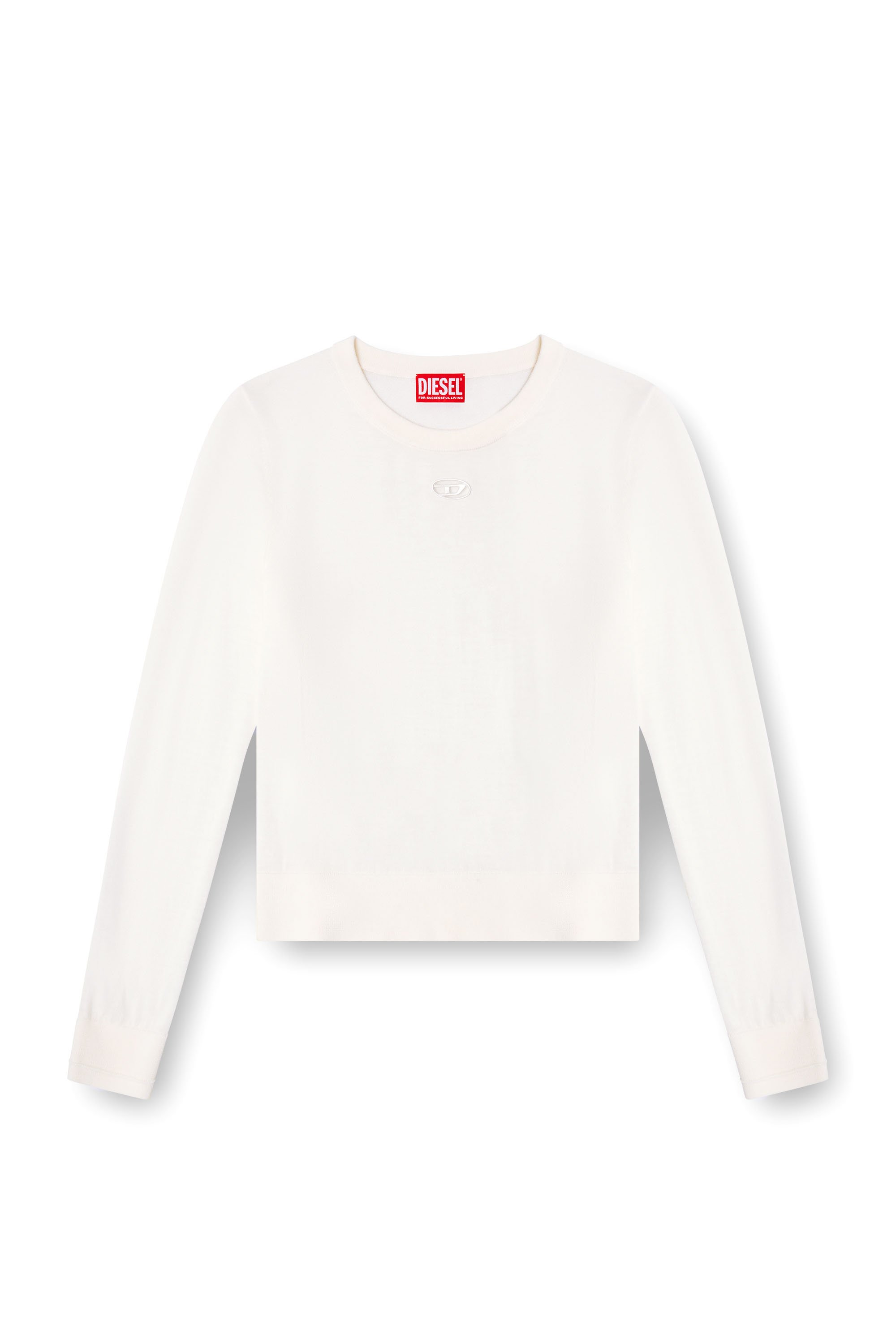 Diesel - M-ALINESA, Woman's Wool jumper with cut-out logo in White - 3