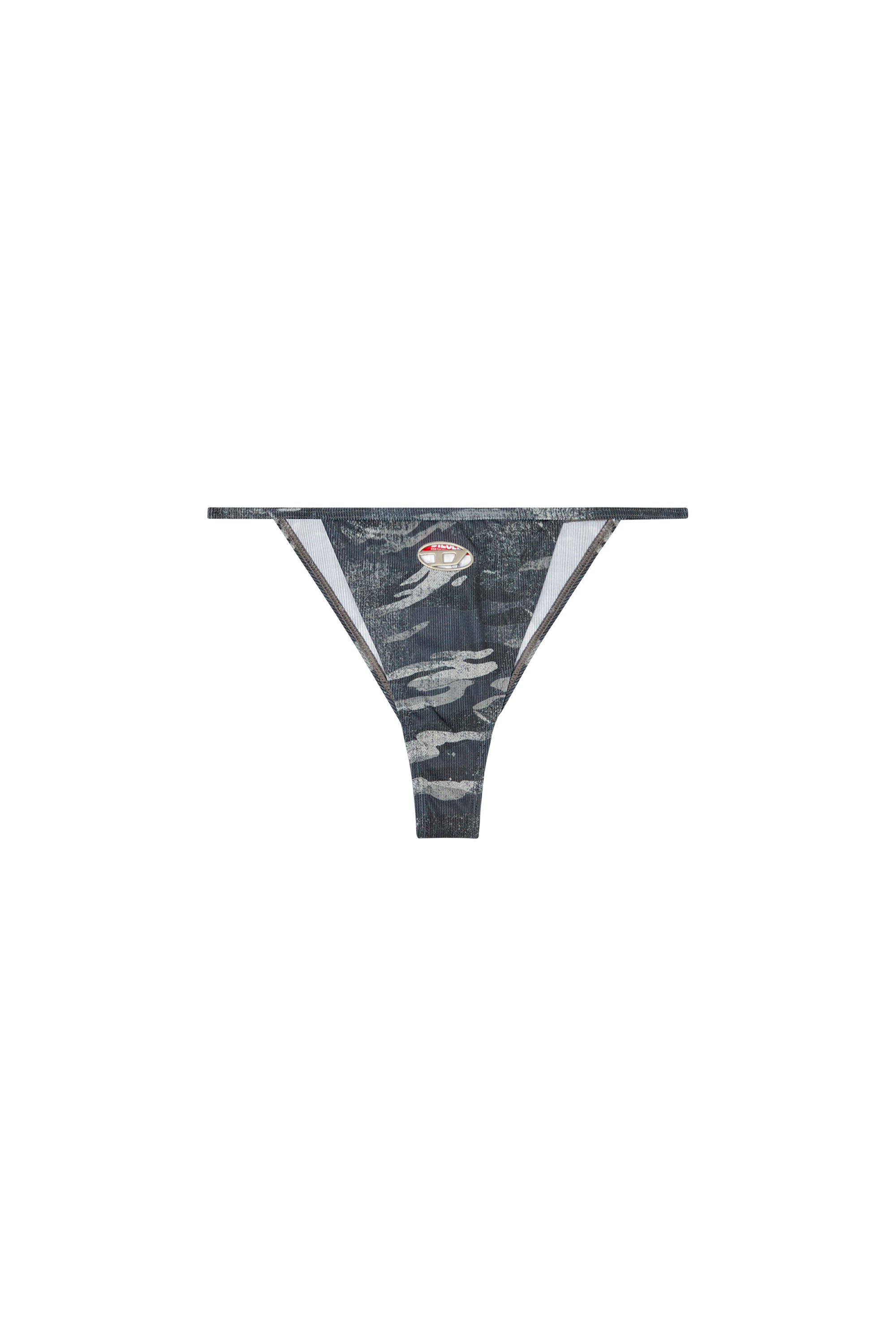 Diesel - CAMILLE-UTLT, Woman's Camo bikini bottoms with cut-out logo in Black - 4