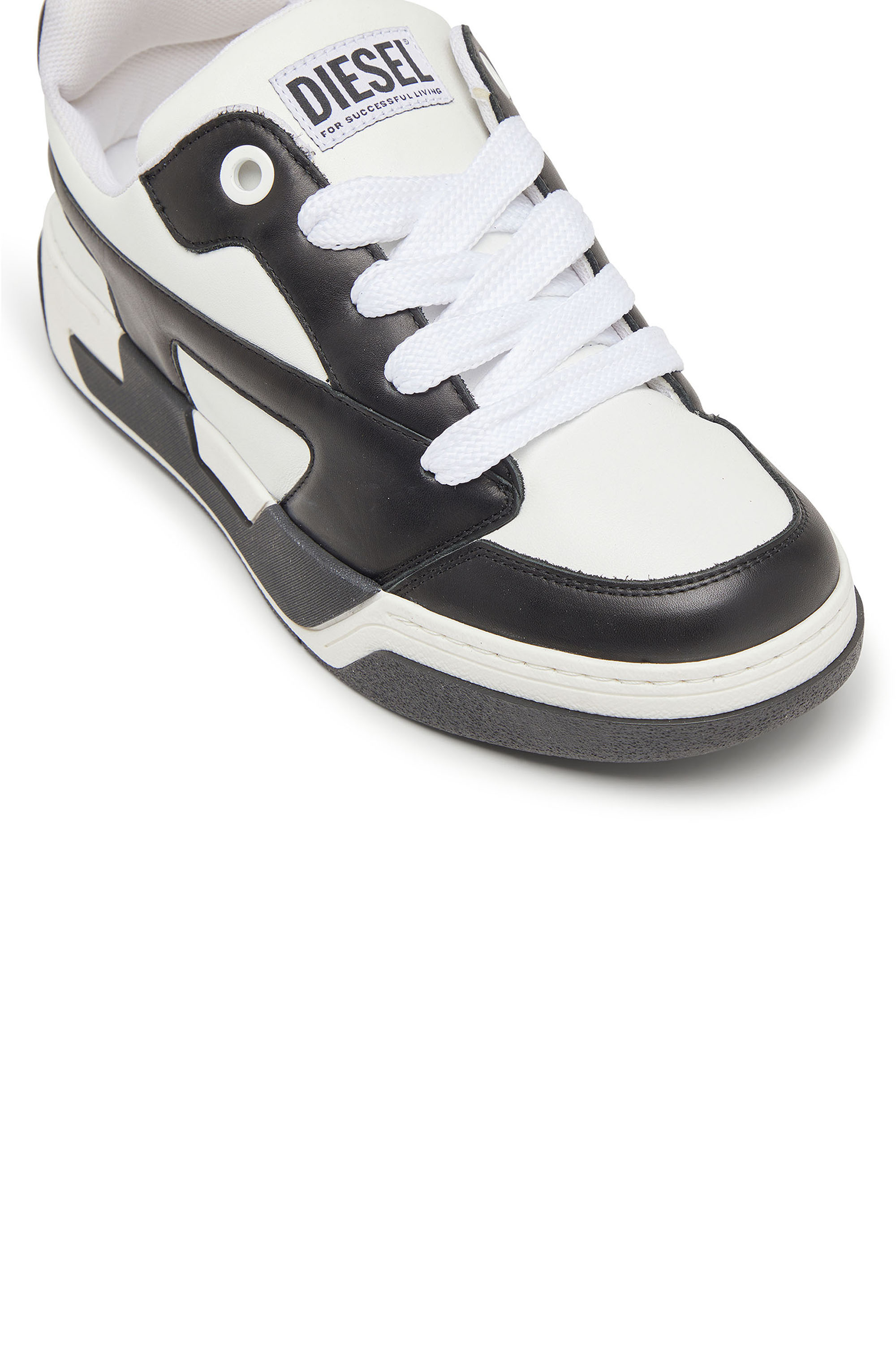 Diesel - S-D-OLLIE LOW, Man's D-Ollie-Sneakers in colour-block leather in White/Black - 6