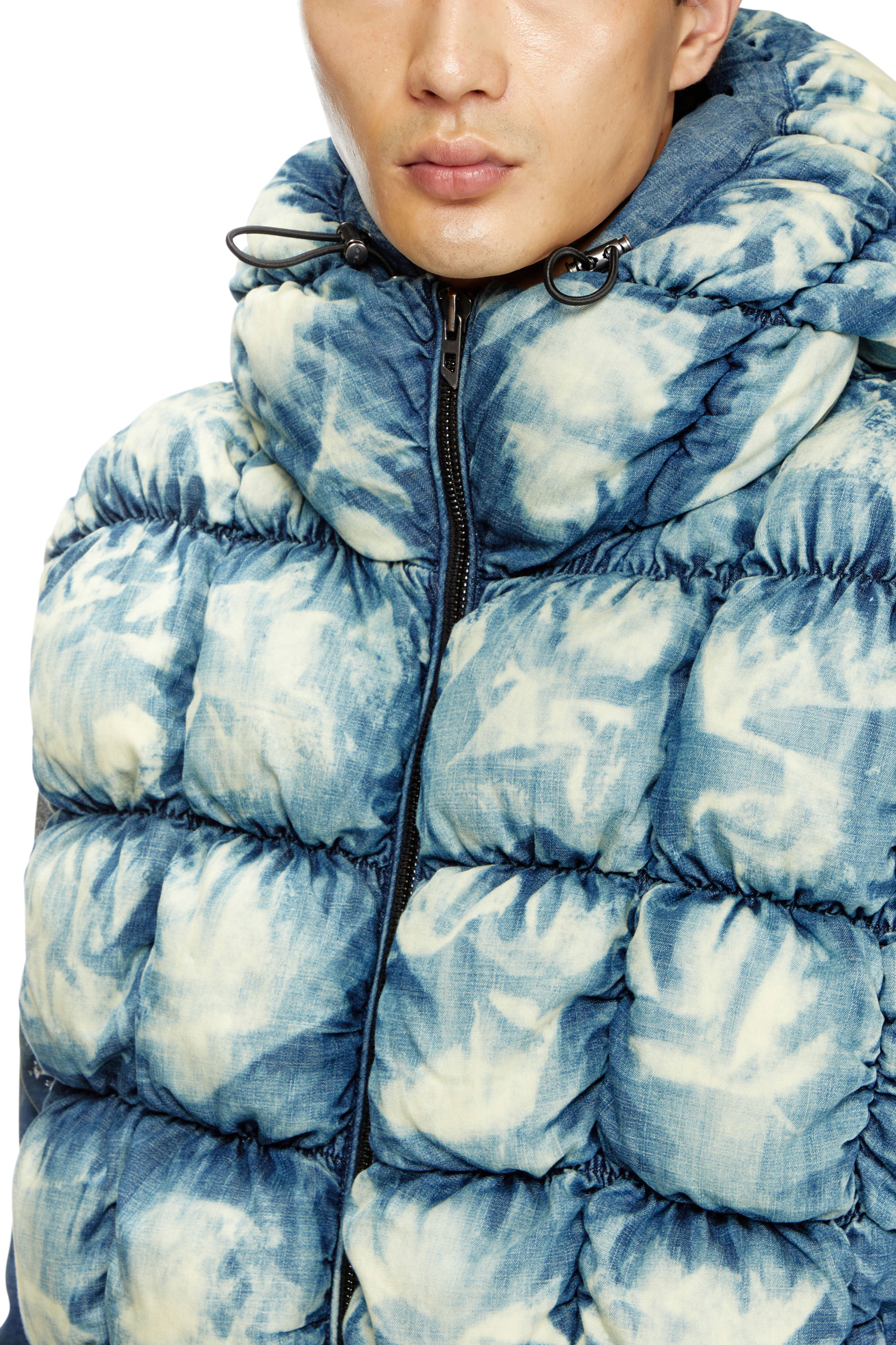 Diesel - W-THYS, Unisex's Tie-dyed denim puffer vest in Blue - 6