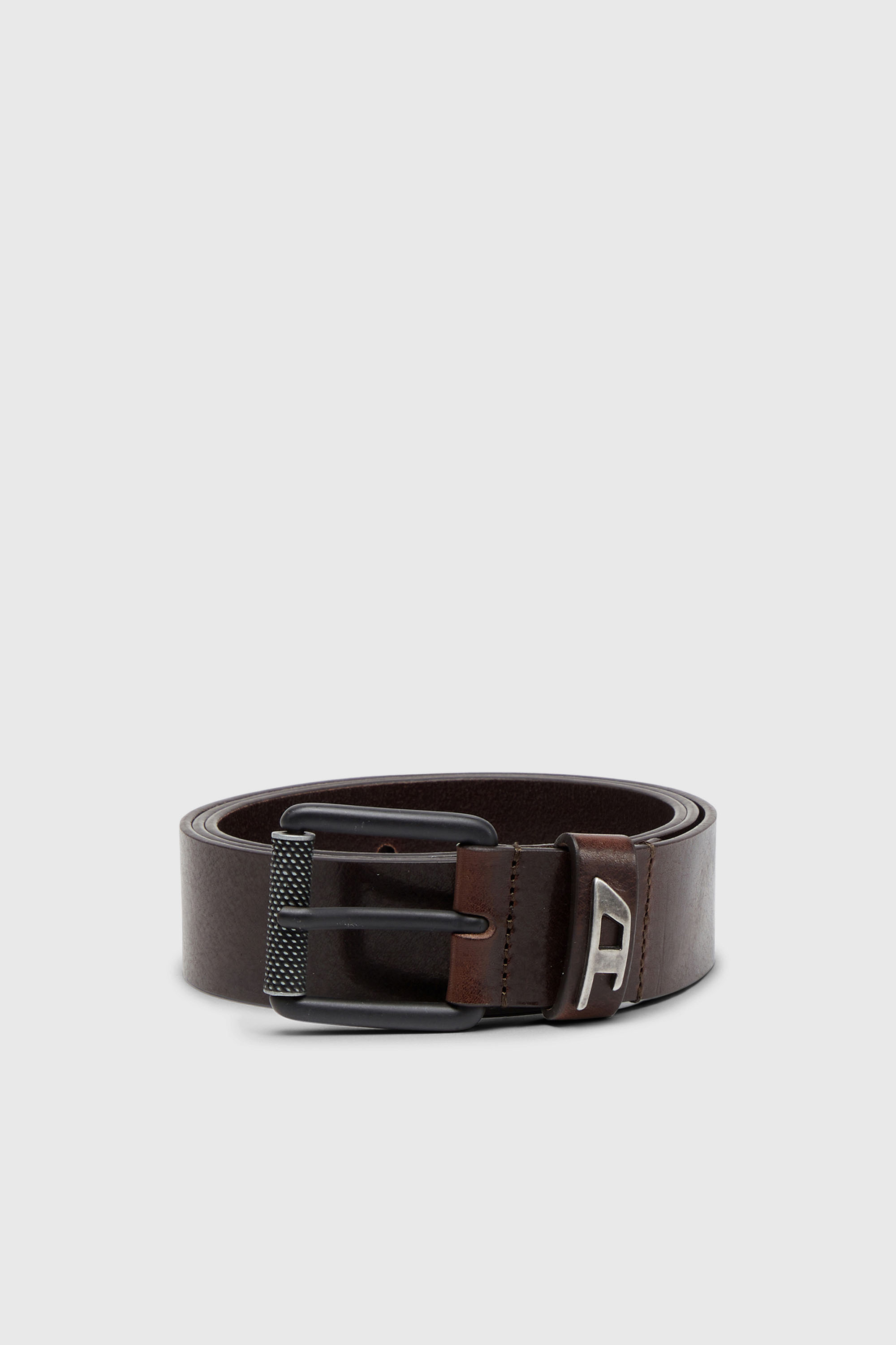 Diesel - B-DAVE II, Man's 3.5cm shiny leather belt with logo loop in Brown - 1