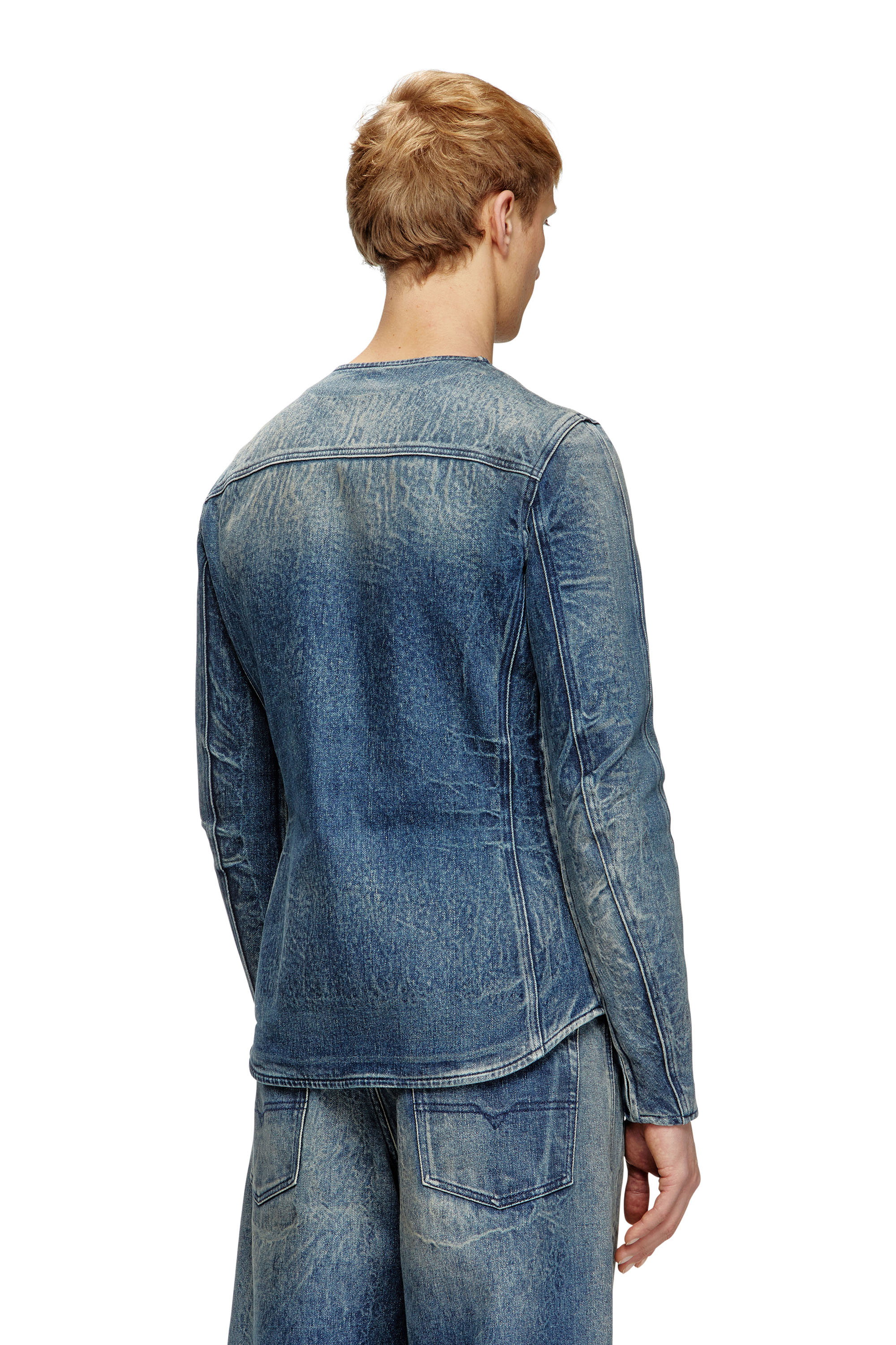 Diesel - D-CARDI-FSG, Man's Jacket in Ghost Embossed denim in Medium blue - 4