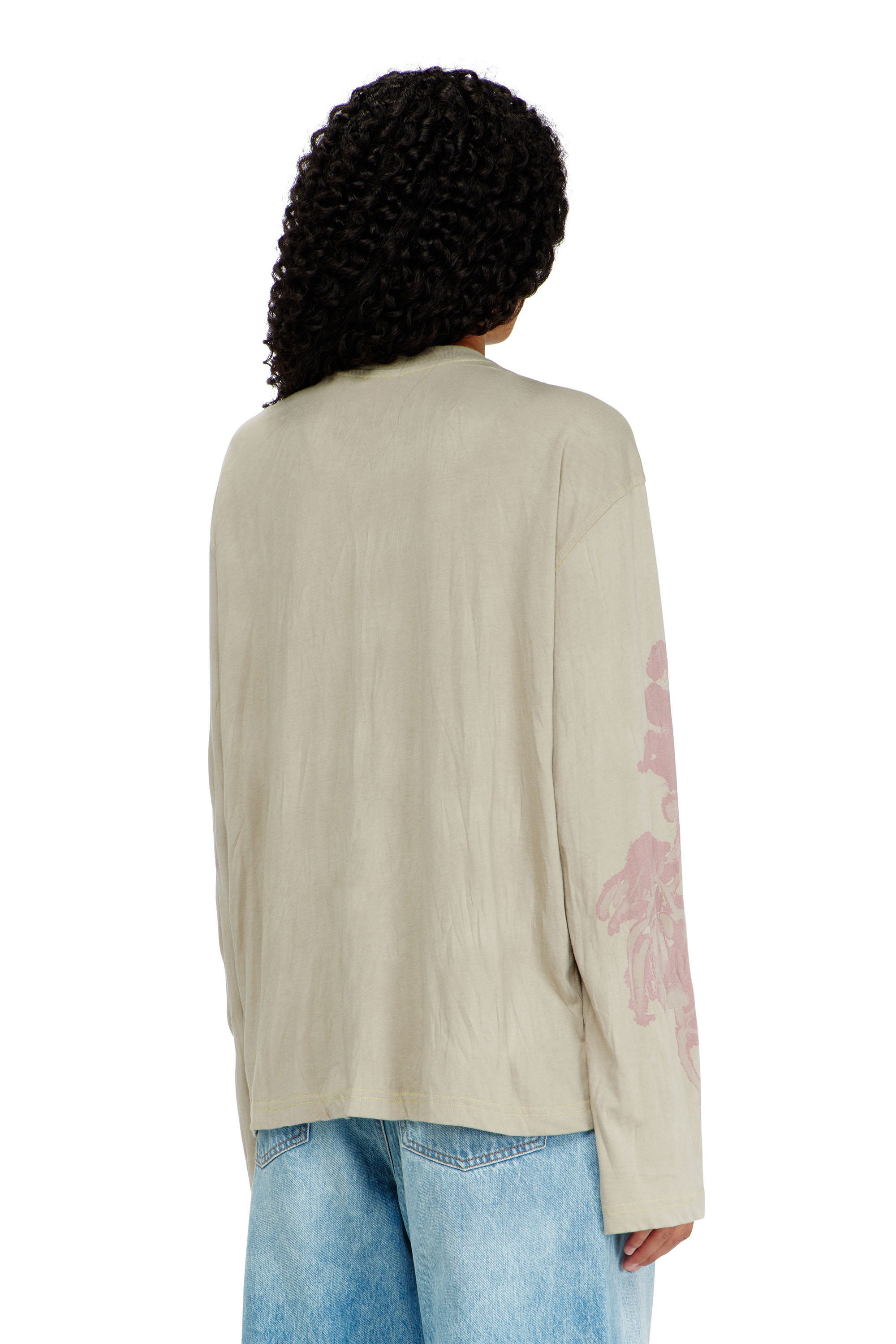 Diesel - T-HILARY-LS-AA1, Woman's Cotton long-sleeve T-shirt with graphic print in Beige - 4