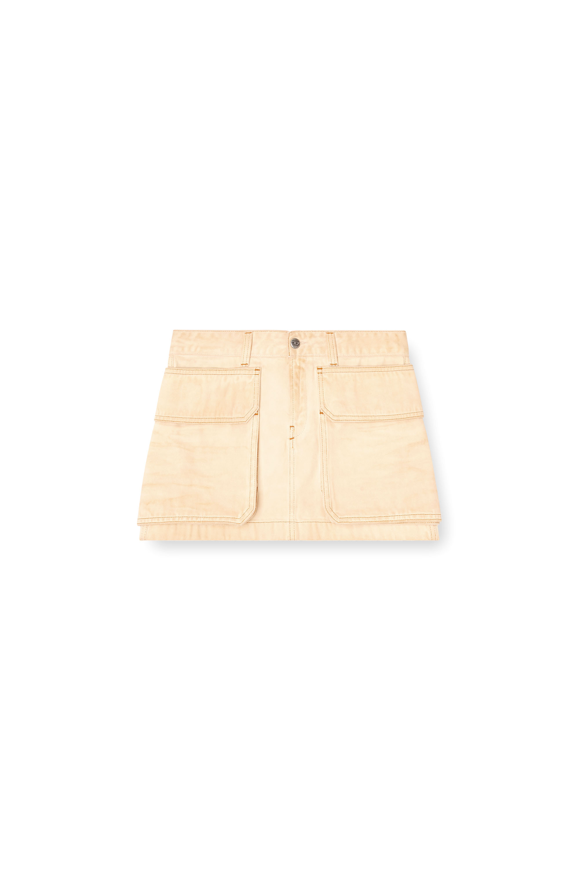 Diesel - DE-TON, Woman's Mini skirt in batavia-weave denim in Beige - 3