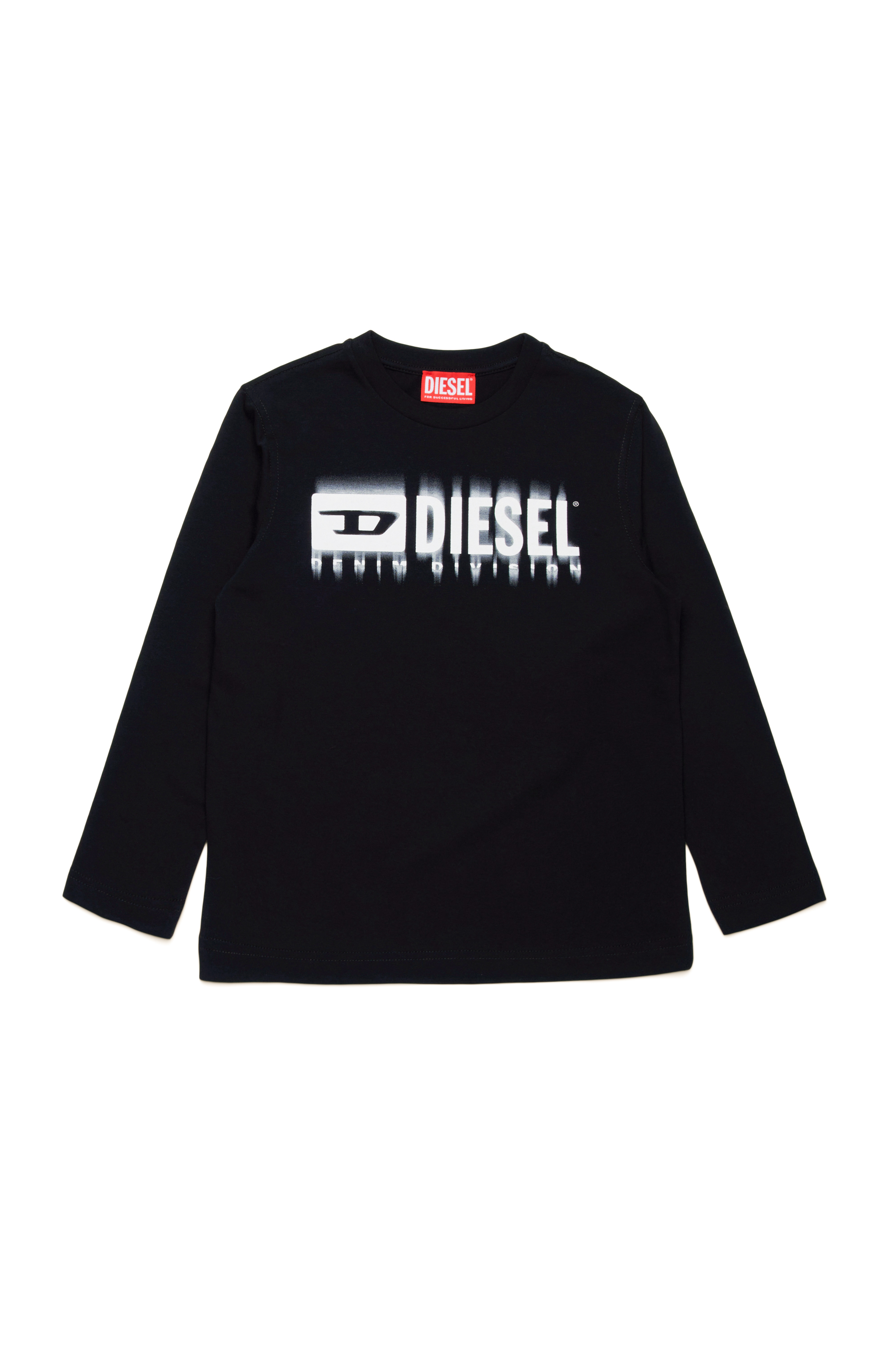 Diesel - TDIEGORL6LS, Man Long sleeved T-shirt with smudged logo in Black - Image 1