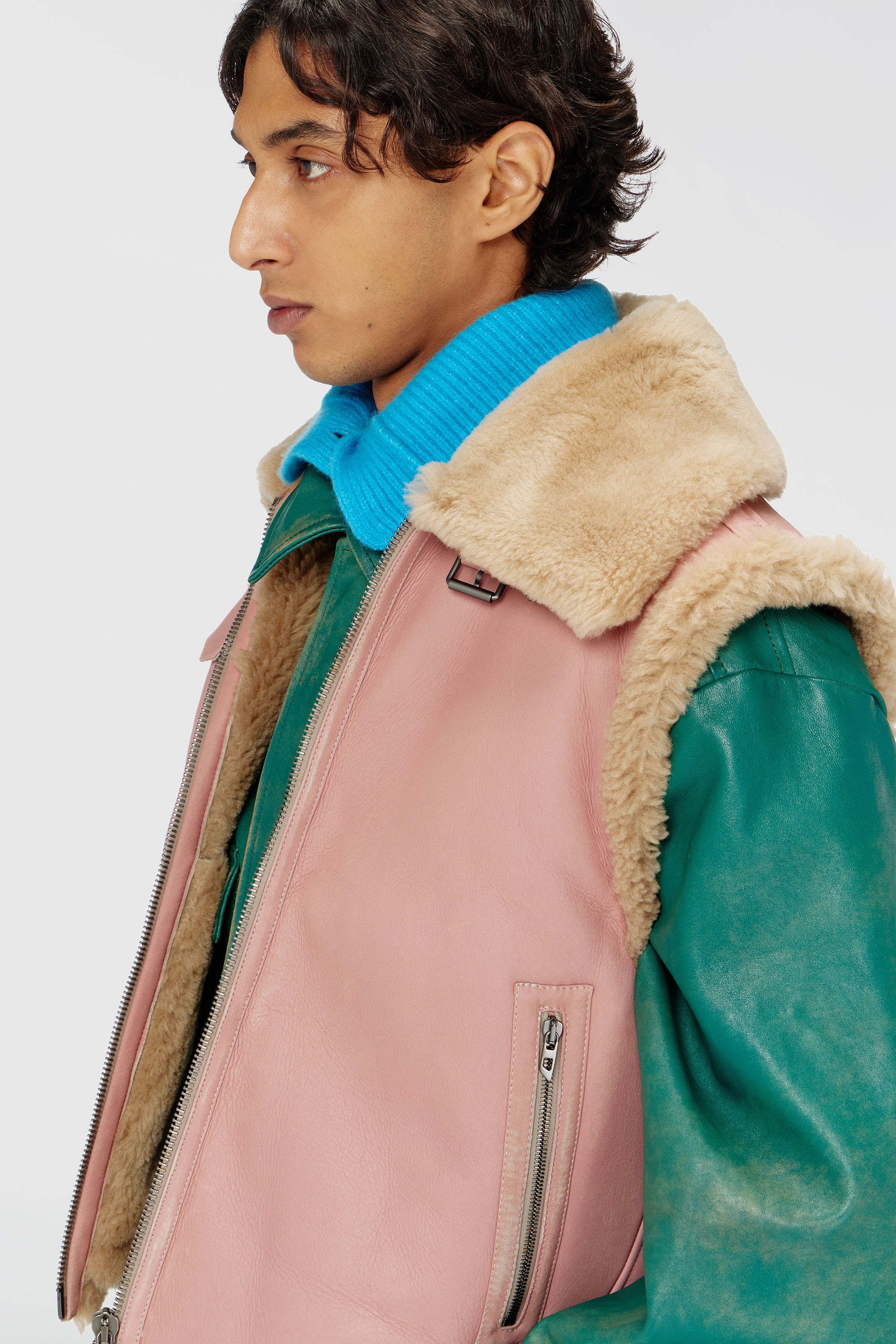 Diesel - L-HONT, Man's Shearling leather vest in Pink - 5