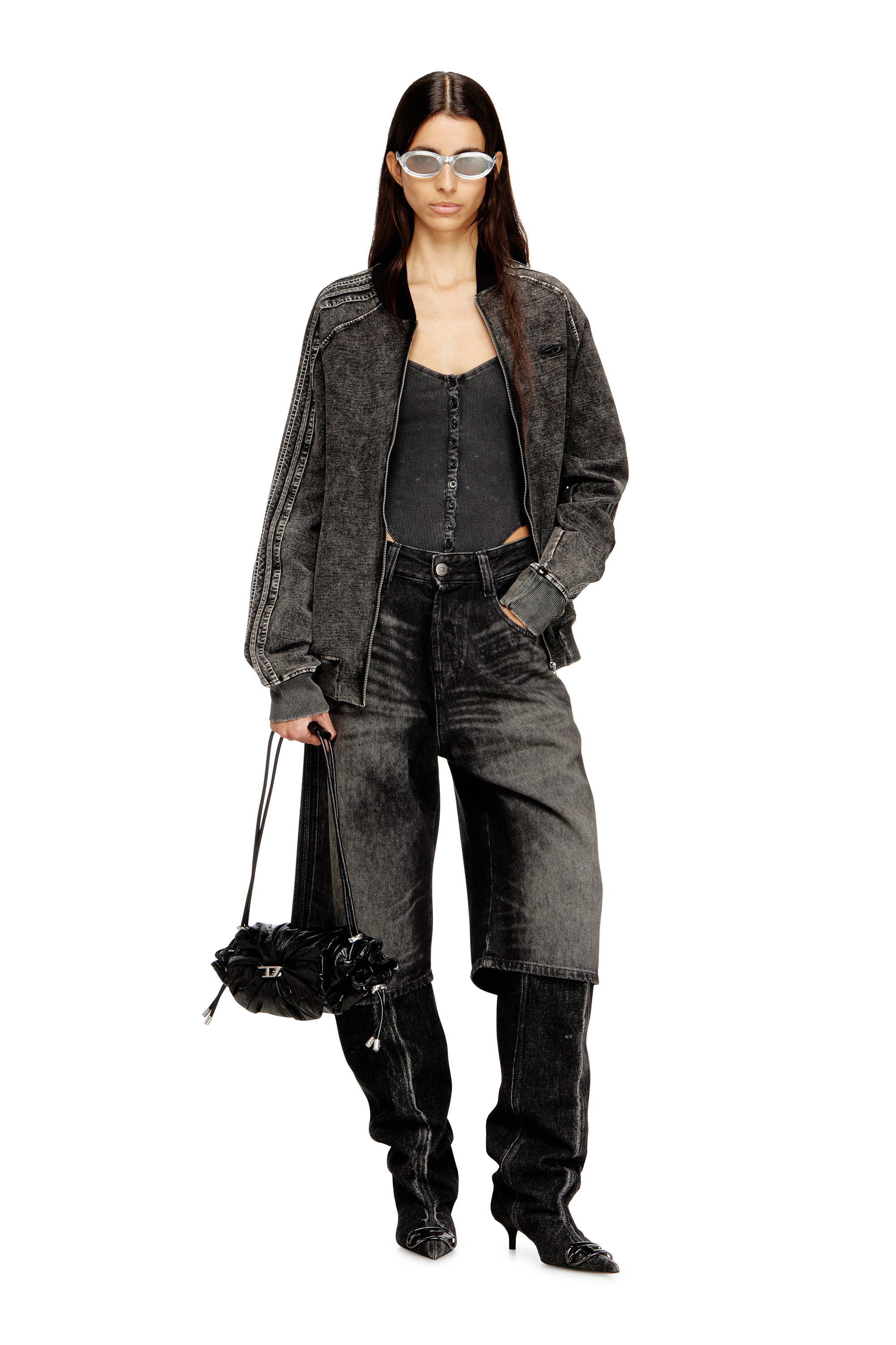 Diesel - D-ENIM-M-SHORT-S, Unisex's Long bermuda shorts in treated cotton-hemp denim in null - 2