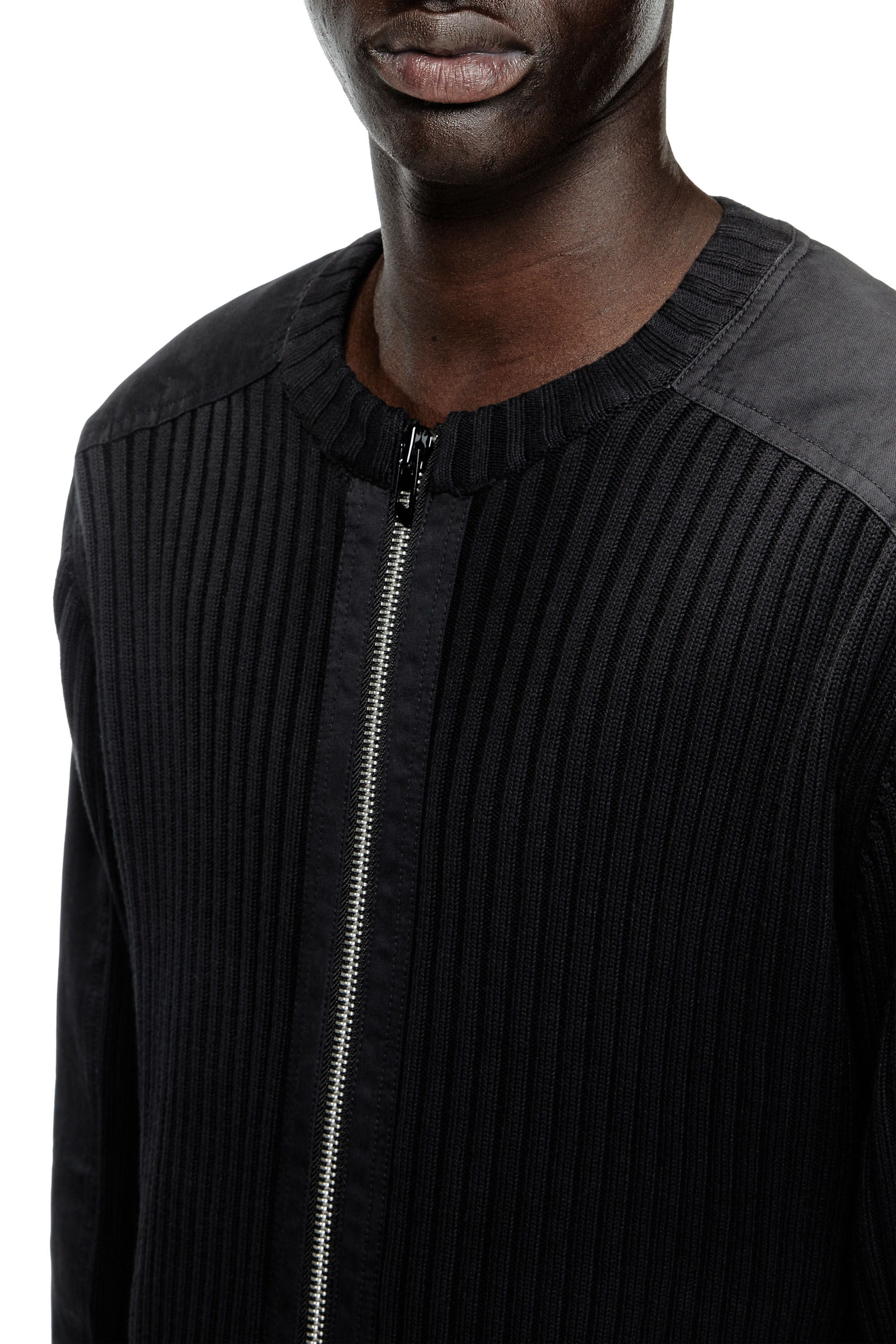 Diesel - K-MATTY, Man's Zipped cardigan with utilitarian panels in Black - 5