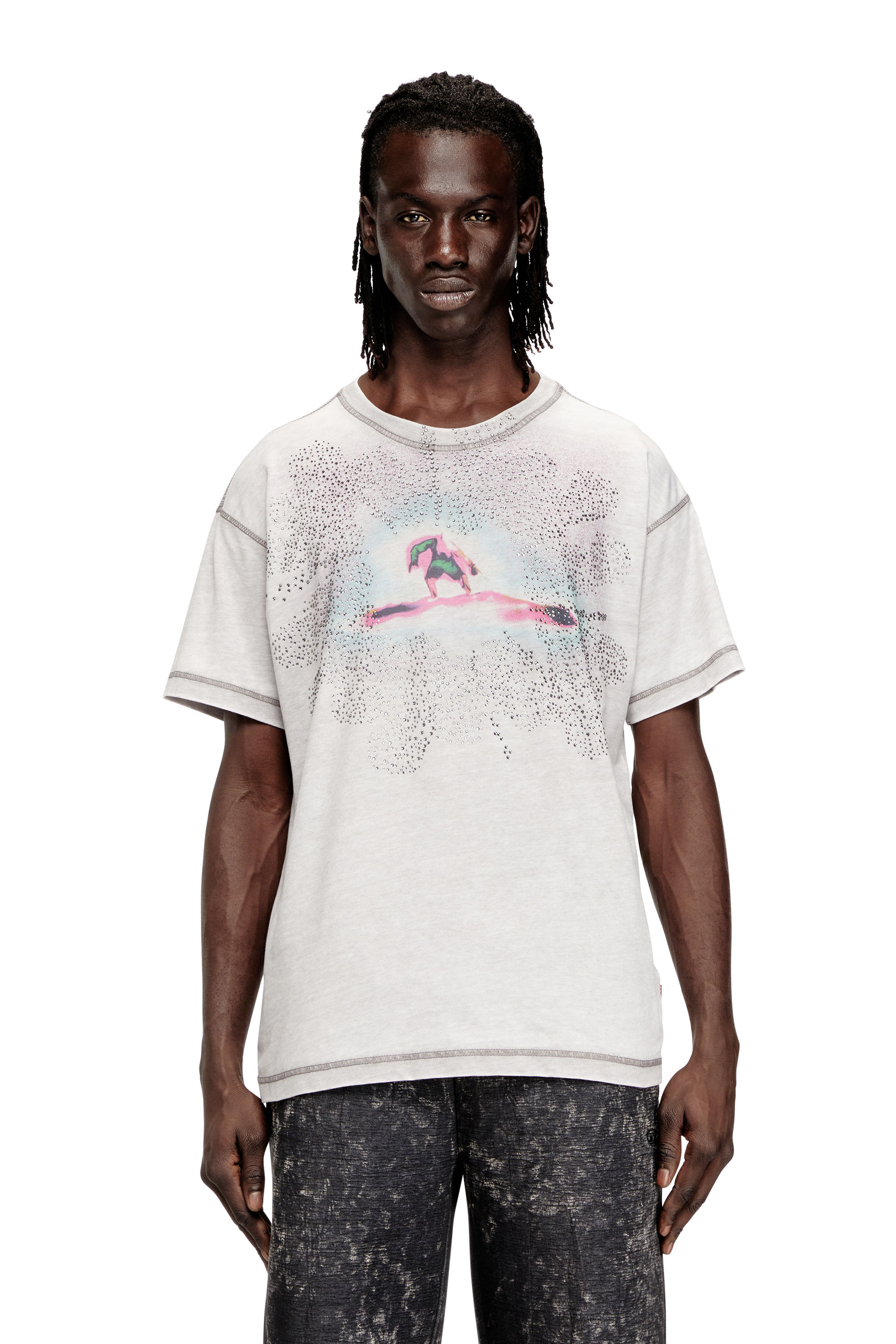 Diesel - T-NORM-V6, Man's Regular T-shirt with print and studs in null - 3