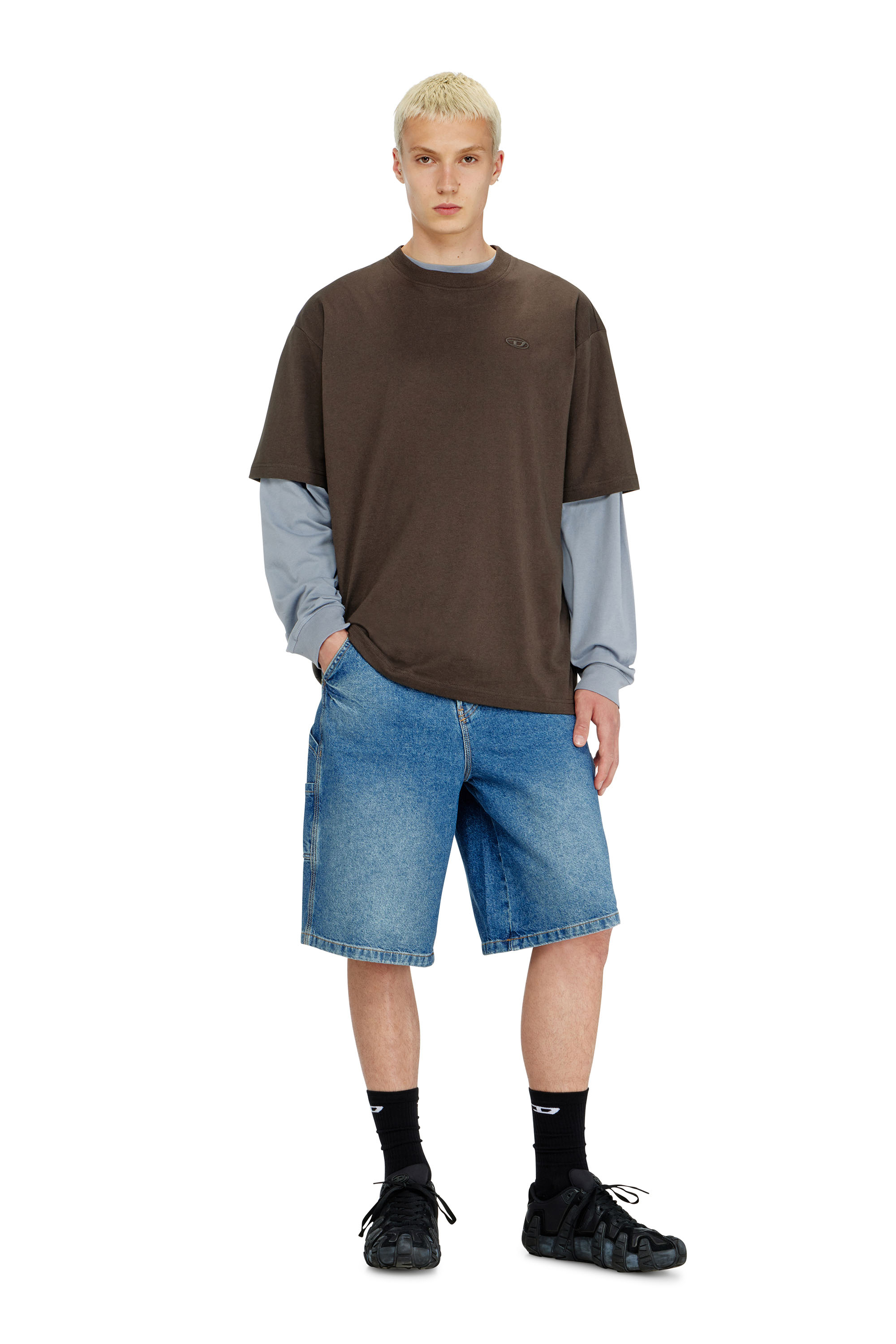 Diesel - T-BOGGY-MEGOVAL-D, Man's T-shirt with maxi oval D embroidery in Brown - 2