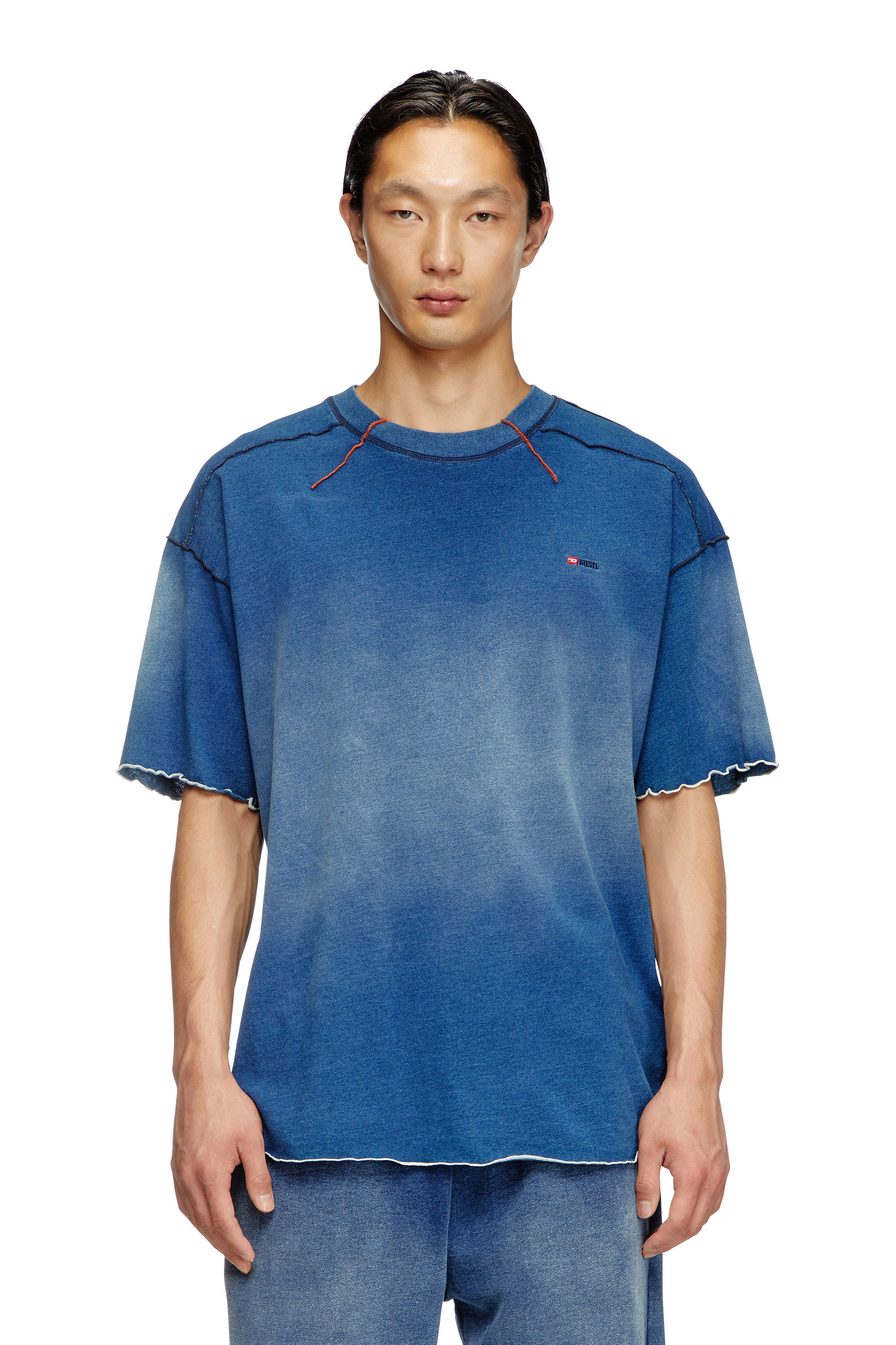 Diesel - T-CRAO-BOXT, Man's Faded T-shirt with micro logo in Blue - 3