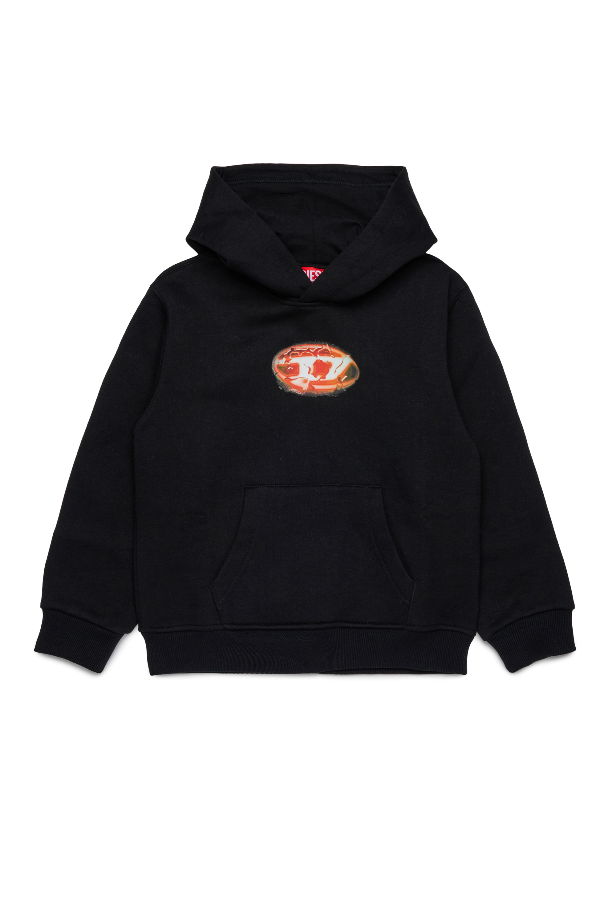Diesel - SBOXTHOODK3 OVER, Man's Cotton sweatshirt with kangaroo pocket in Black - 1