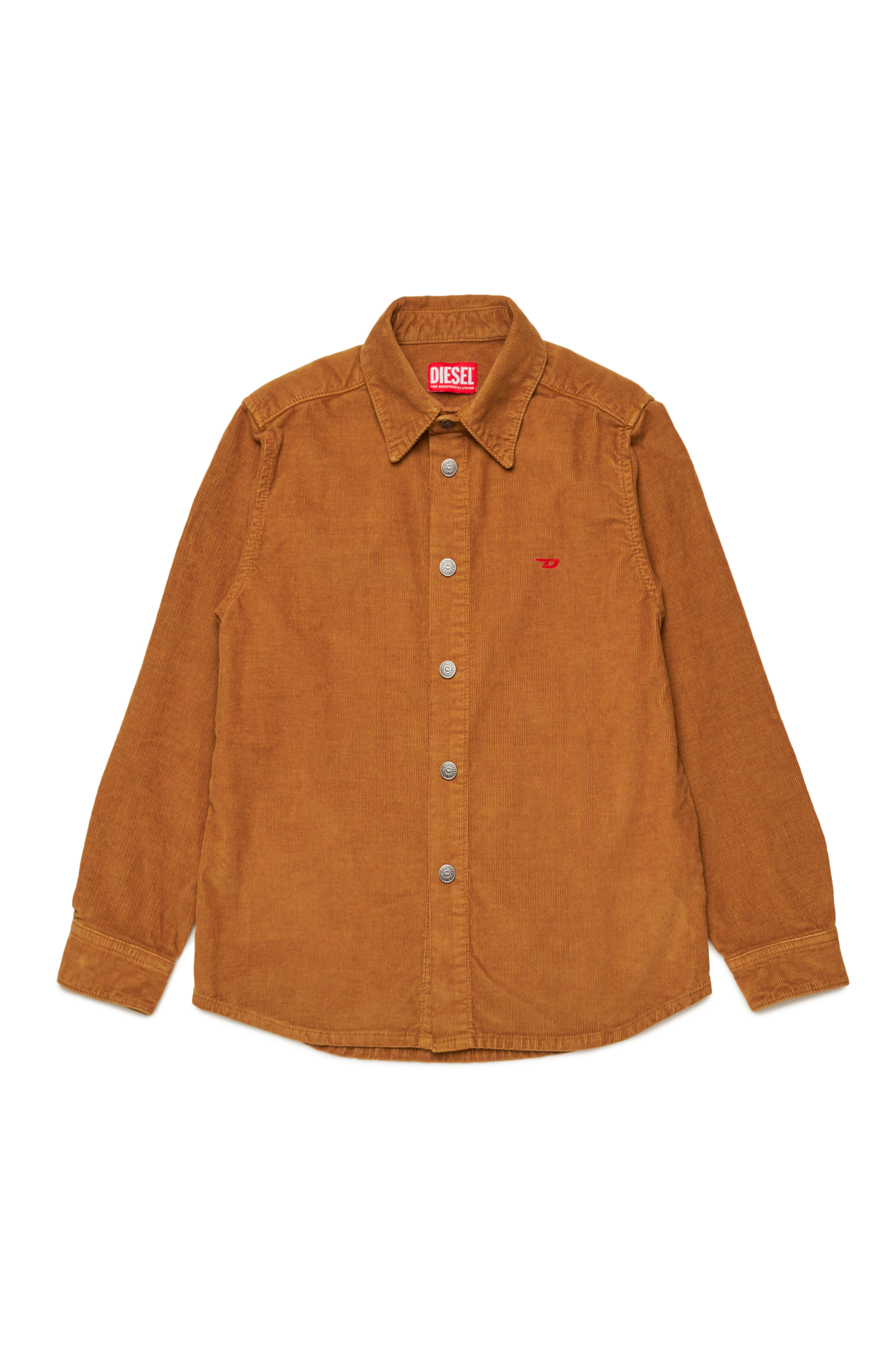 Diesel - CSIMPLY-OVER, Man's Corduroy shirt with small D logo in Brown - 1