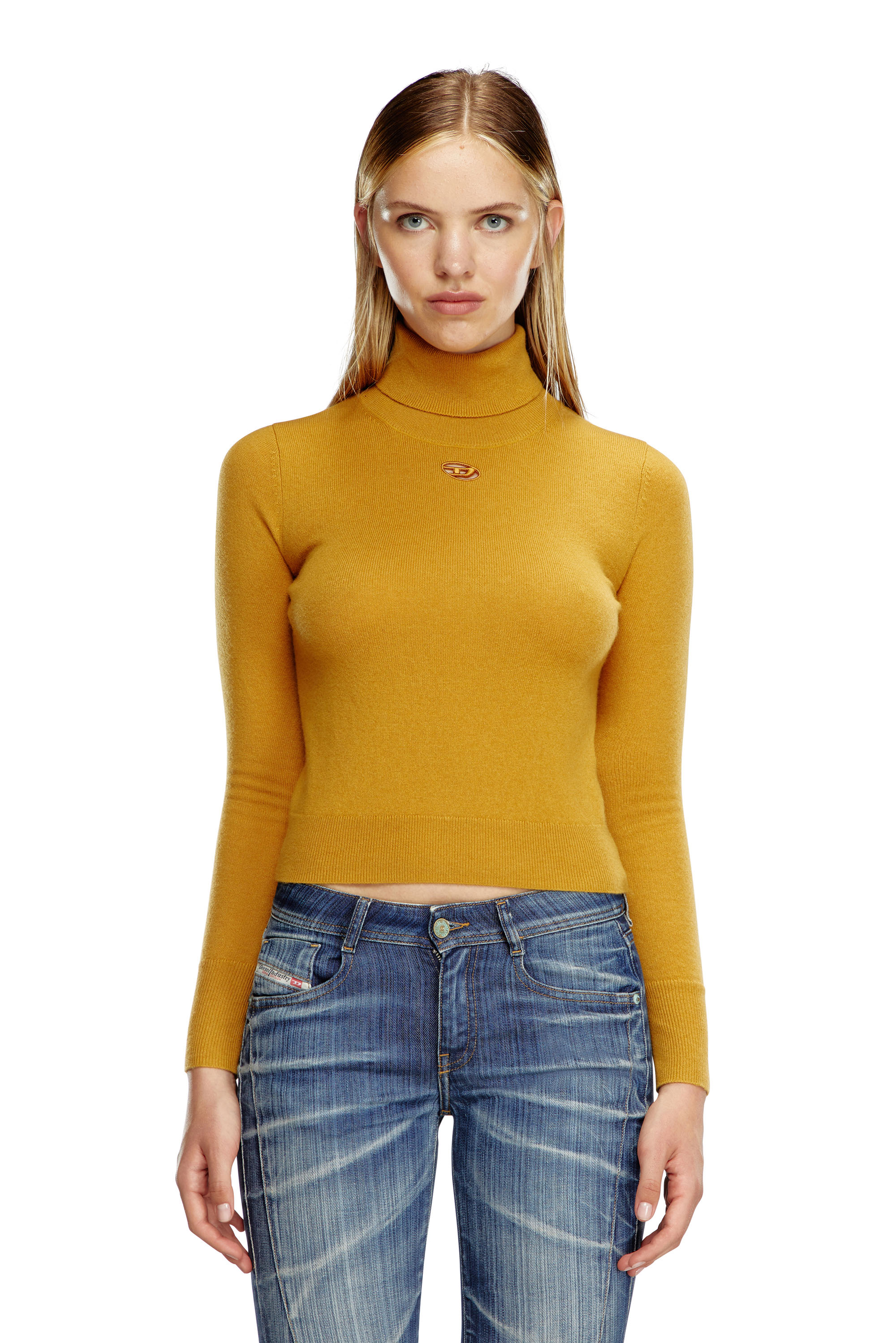 Diesel - M-AREESAX-TN, Woman Turtleneck jumper in wool and cashmere in Brown - Image 1