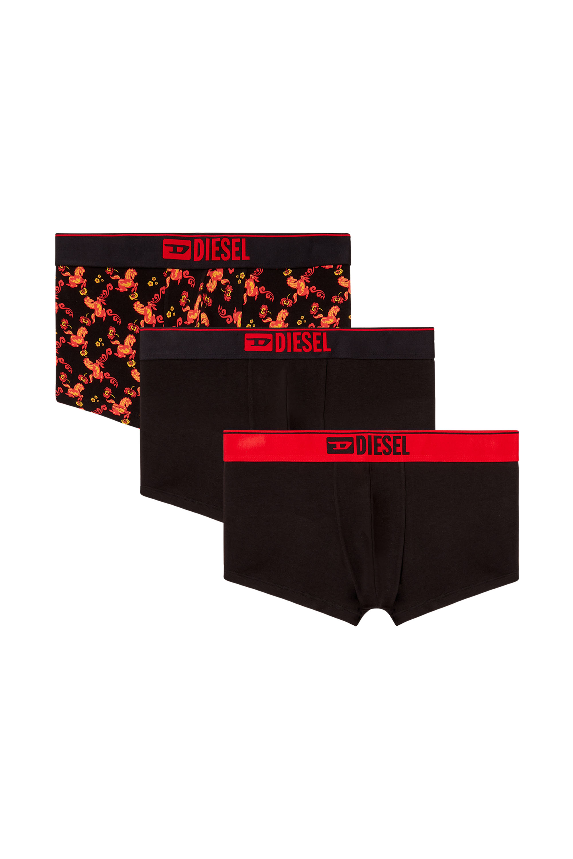 Diesel - UMBX-DAMIENTHREEPACK, Man's Three-pack of all-over Horse print boxers in Black/Red - 1