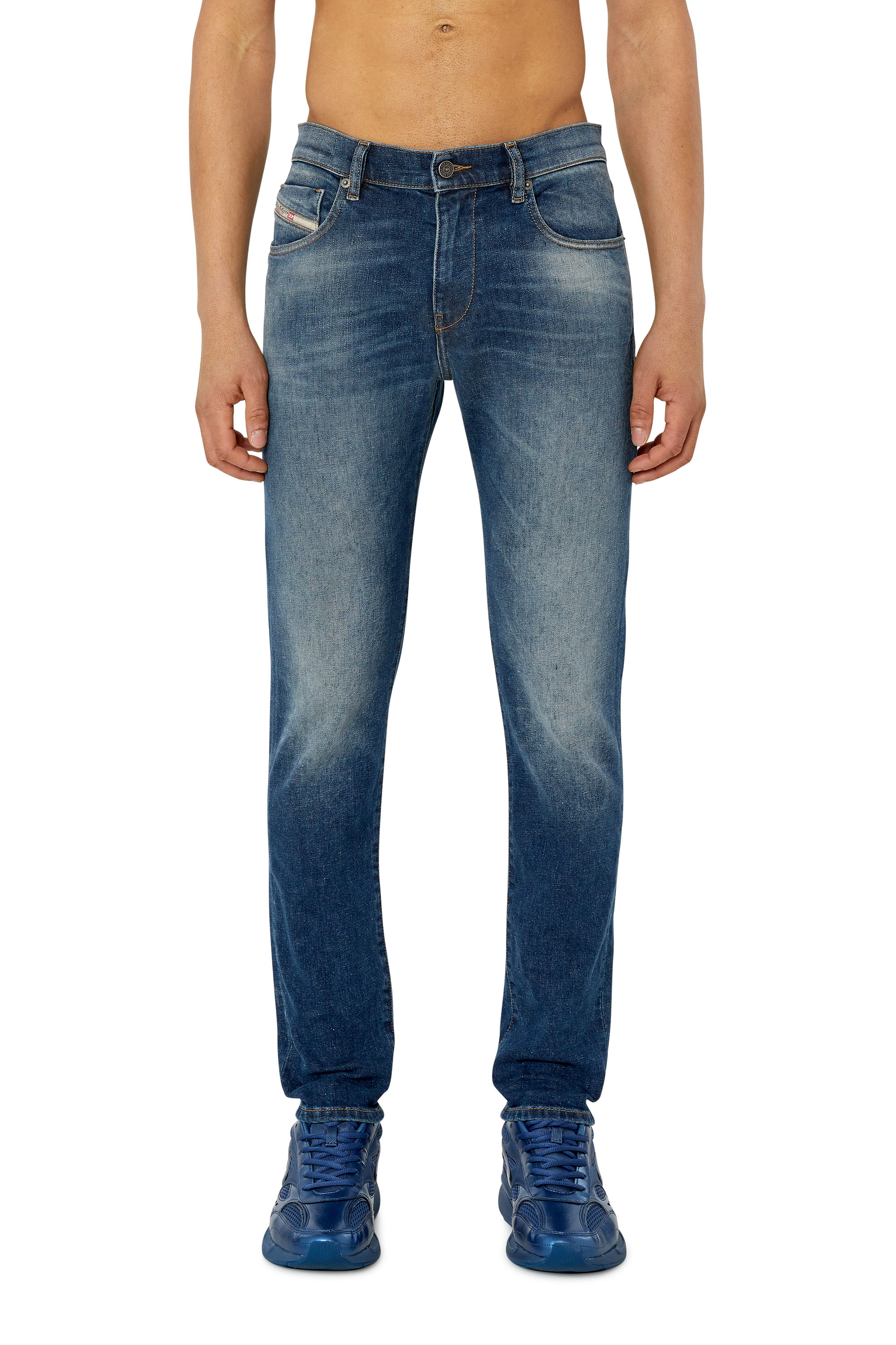Diesel - 2019 D-Strukt 09F39 Slim Jeans, Dark Blue - Image 1