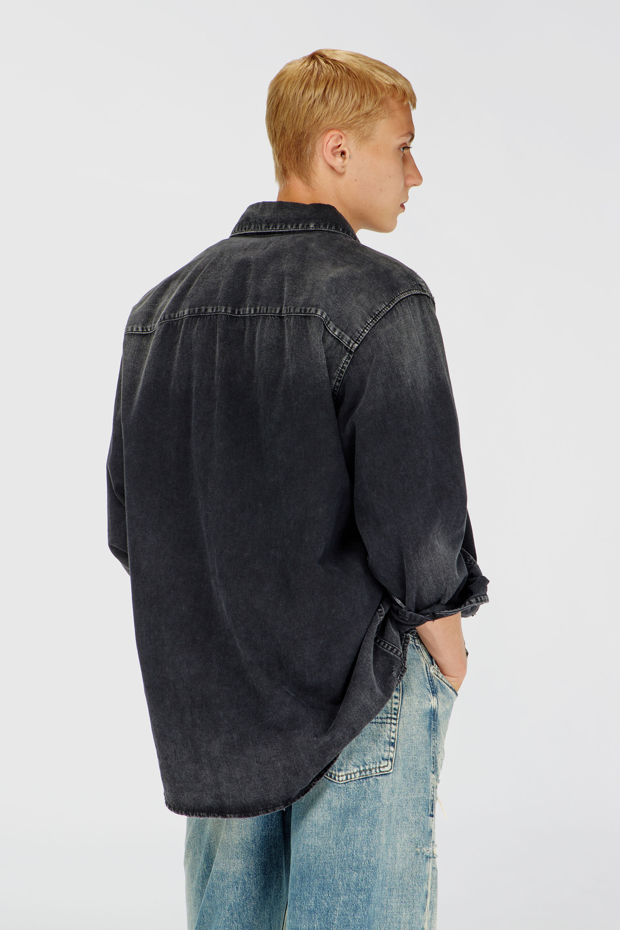 Diesel - D-SIMPLY, Man's Long-sleeve denim shirt in Black - 4