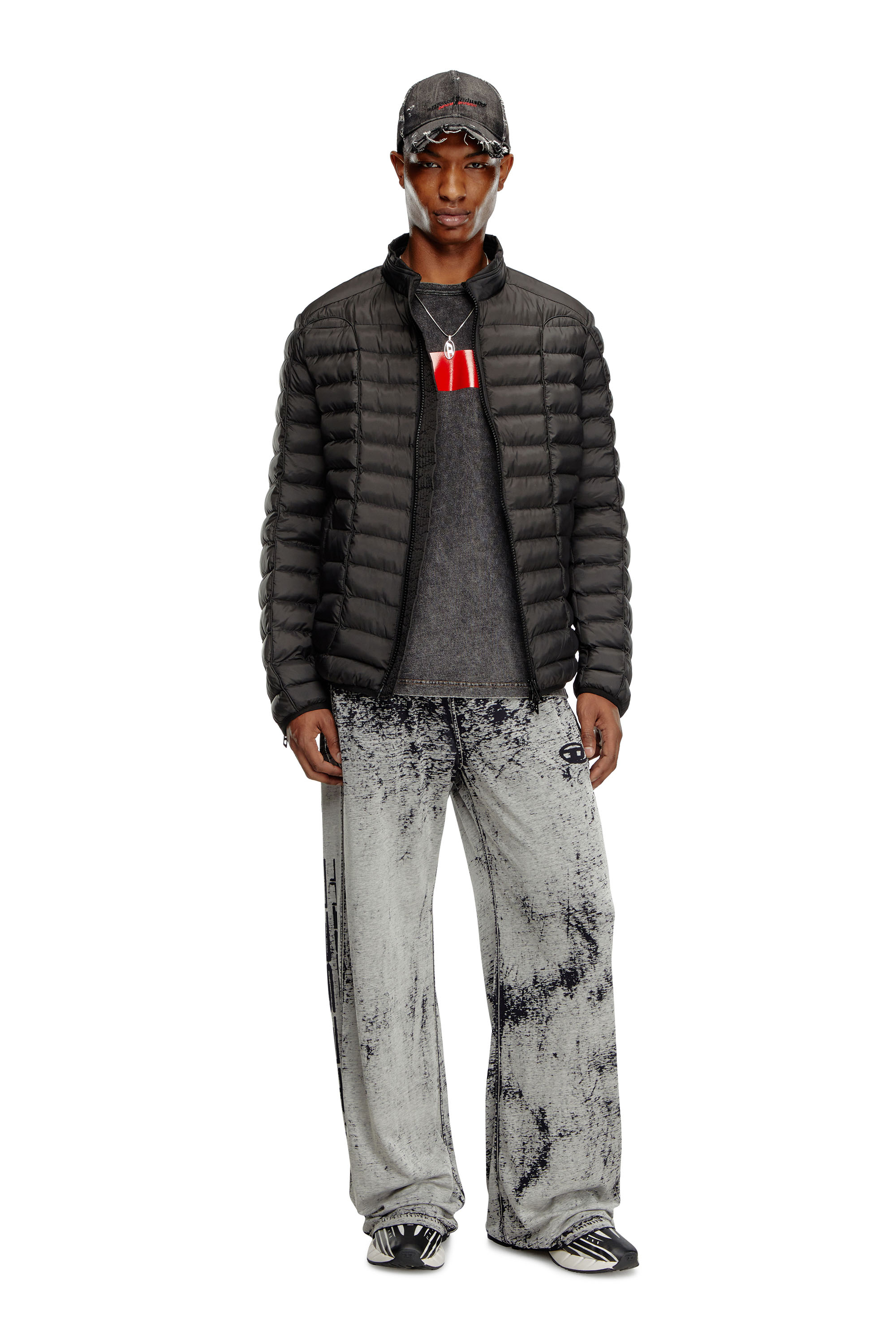 Diesel - W-PILOT, Man's Puffer jacket in light nylon in Black - 1